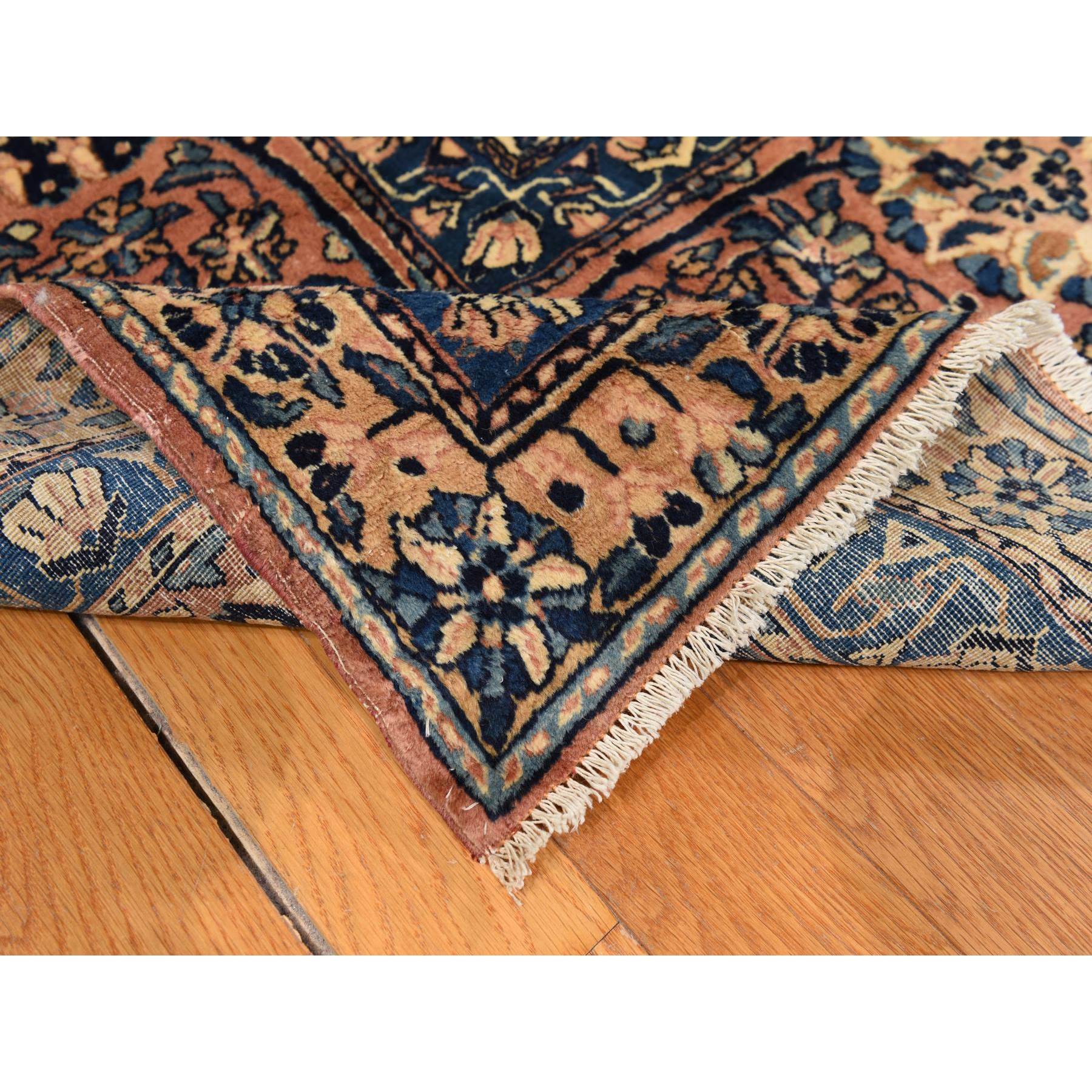 12'7"x19' Parchment Ivory, Antique Persian Kerman, Classic Garden All Over Flower Design, Soft Colors, Clean, Sides and Ends Professionally Secured, Soft, Evenly Worn, 100% Wool, Hand Knotted, Oversized, Oriental Rug Sh78349