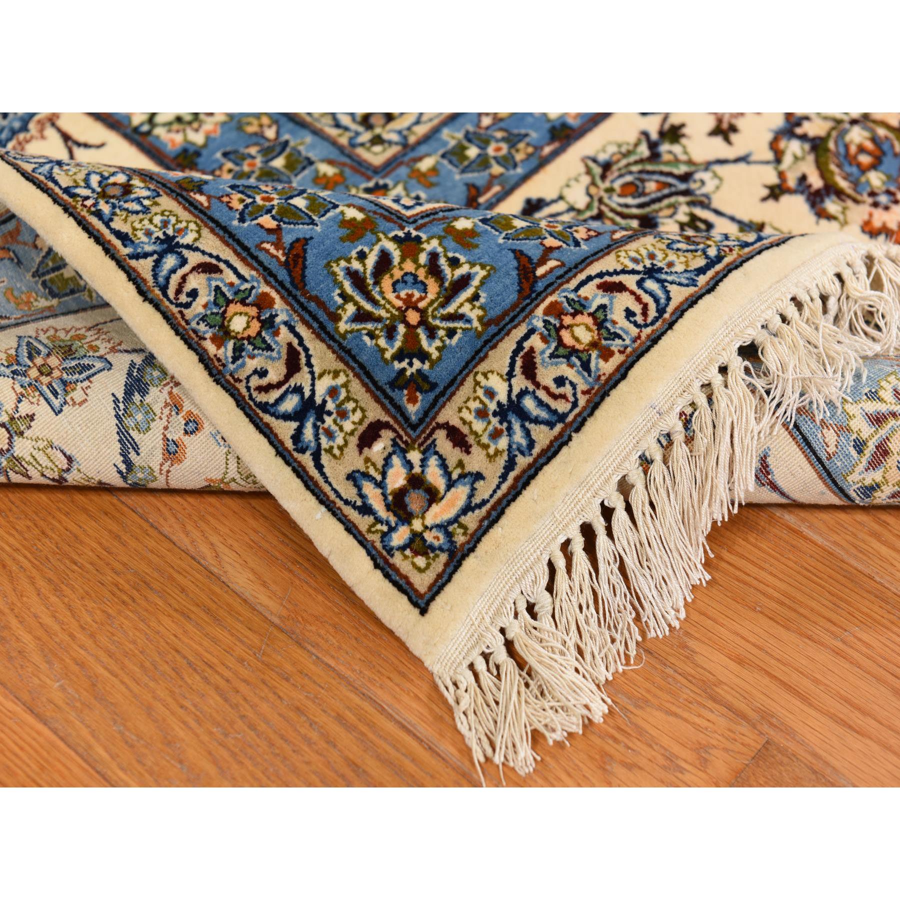 10'1"x14'8" Parchment Ivory, Vintage Persian Esfahan, 400 KPSI, Good Condition, Clean, Soft and Pliable, Hand Knotted, Wool and Silk on Silk Oriental Rug Sh78353