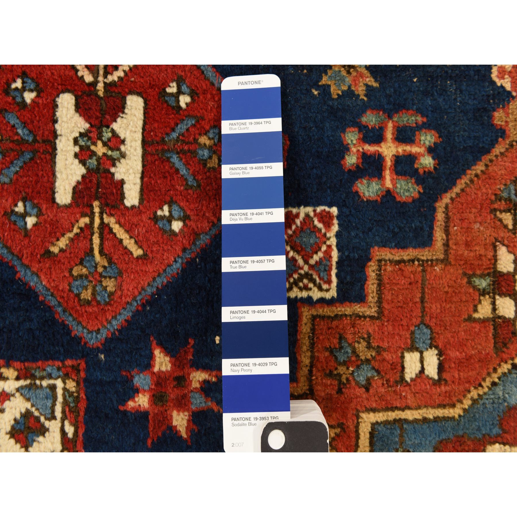 4'1"x5'10" Yale Blue, Antique North West Persian, Geometric Tribal Motif, Even Wear, Clean, Soft and Pliable, Sides and Ends Professionally Secured, 100% Wool, Hand Knotted, Vegetable Dyes, Oriental Rug Sh78362