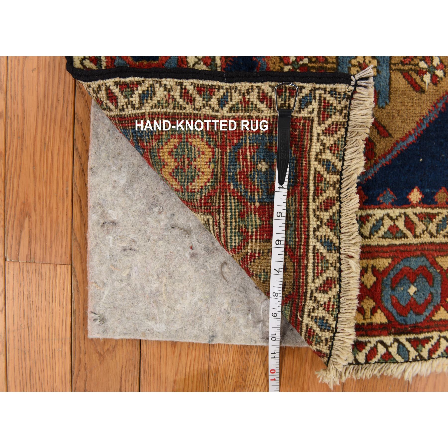 4'1"x5'10" Yale Blue, Antique North West Persian, Geometric Tribal Motif, Even Wear, Clean, Soft and Pliable, Sides and Ends Professionally Secured, 100% Wool, Hand Knotted, Vegetable Dyes, Oriental Rug Sh78362