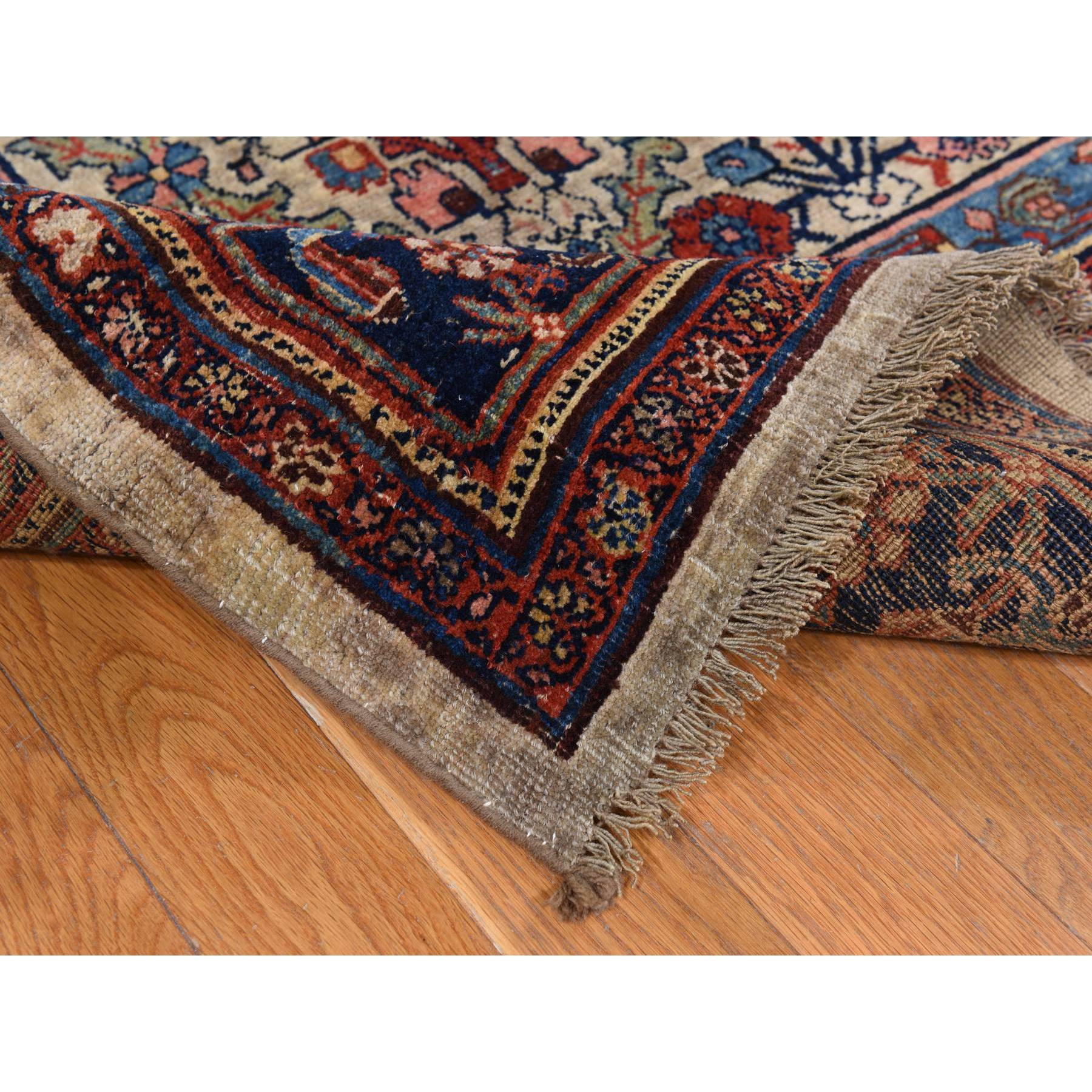 12'2"x14'7" Peanut Brown, Antique Persian Bidjar, Trellis Garden Design, Even Wear, Clean, Sides and Ends Professionally Secured, 100% Wool on Wool, Hand Knotted, Oversized, Oriental Rug Sh78367