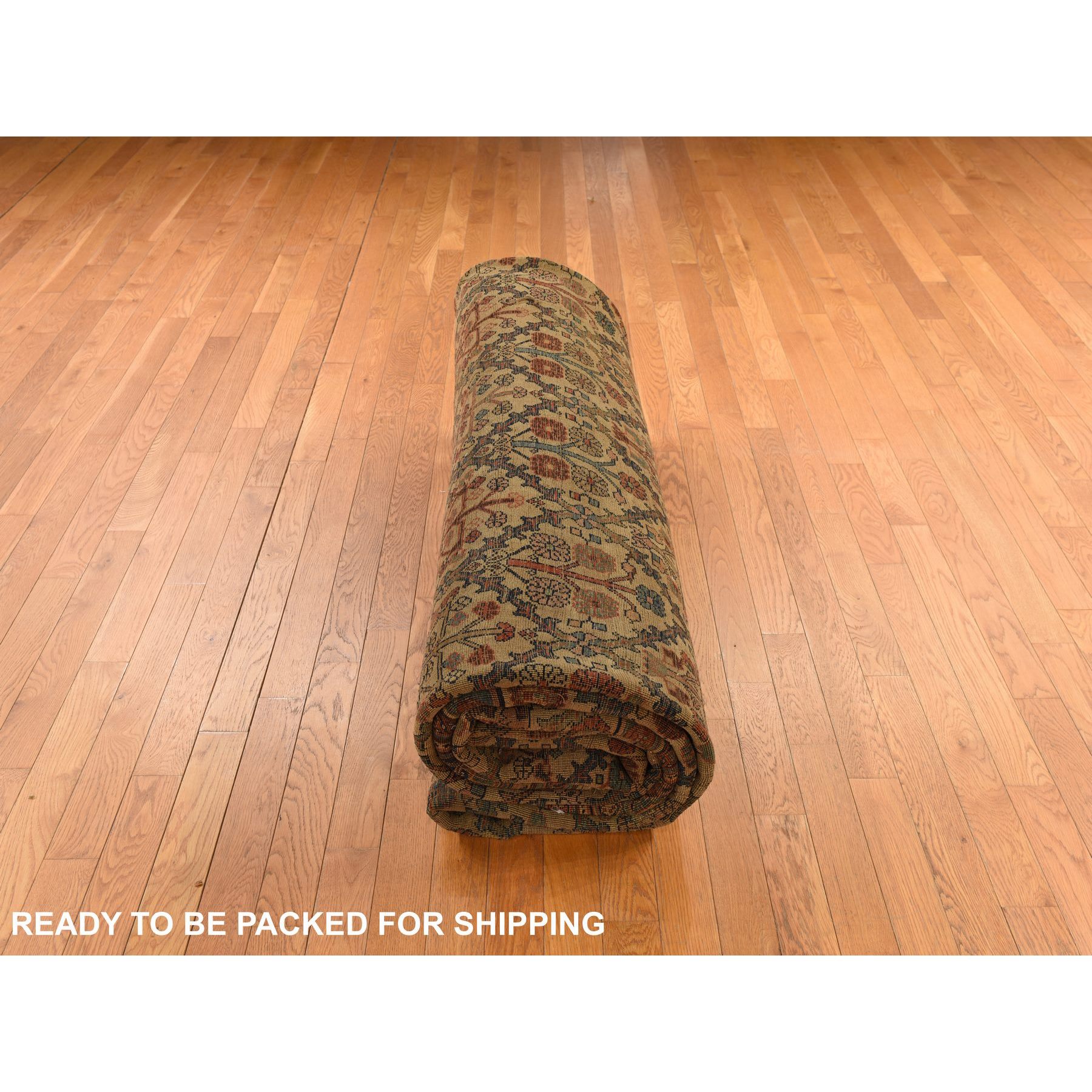 12'2"x14'7" Peanut Brown, Antique Persian Bidjar, Trellis Garden Design, Even Wear, Clean, Sides and Ends Professionally Secured, 100% Wool on Wool, Hand Knotted, Oversized, Oriental Rug Sh78367