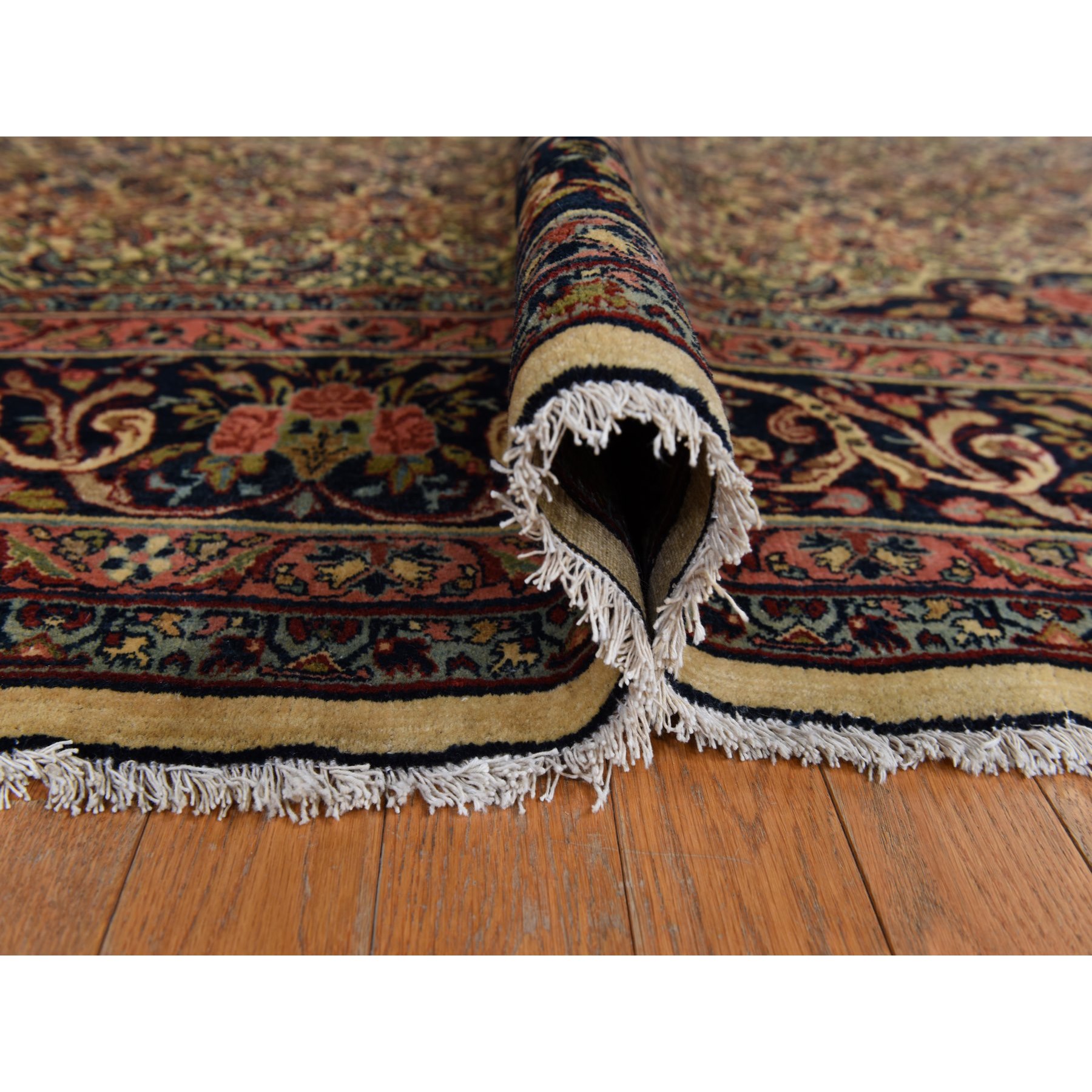 10'5"x13'8" Biscotti Yellow, Antique Persian Bidjar with Medallion Design, Nice Pile Throughout, Clean and Soft, 100% Wool, Hand Knotted, Oriental Rug Sh78373