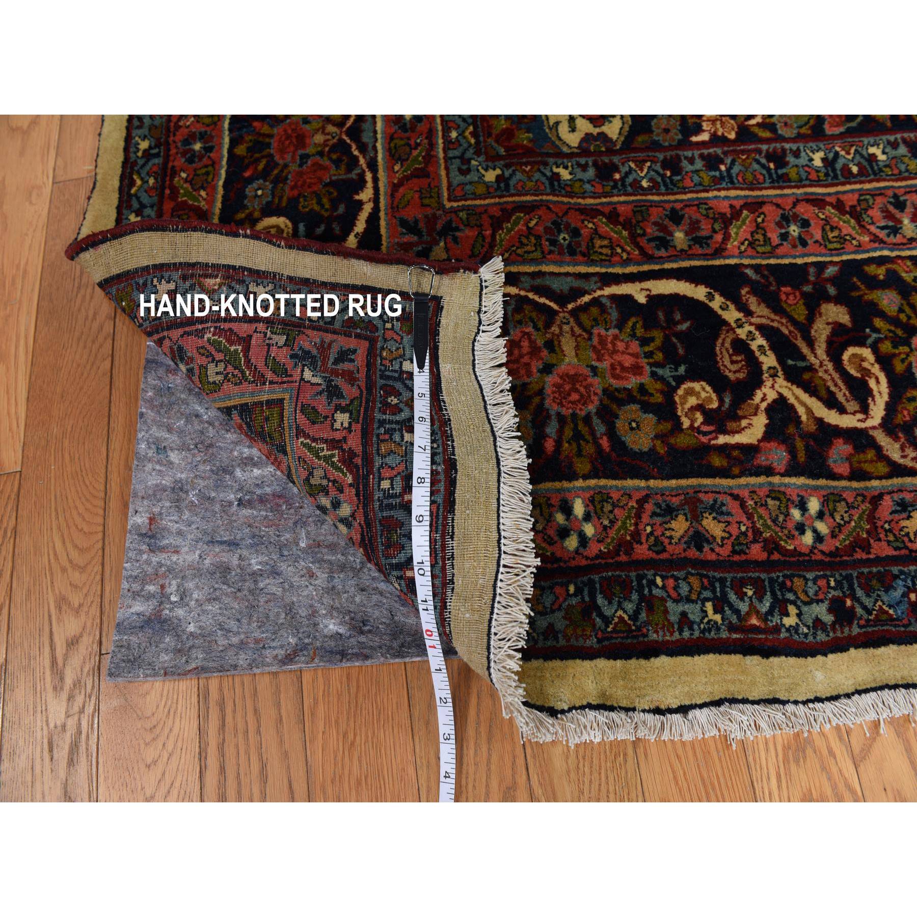 10'5"x13'8" Biscotti Yellow, Antique Persian Bidjar with Medallion Design, Nice Pile Throughout, Clean and Soft, 100% Wool, Hand Knotted, Oriental Rug Sh78373