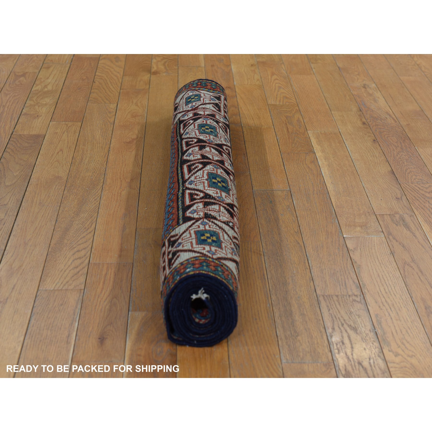 3'9"x8'4" Auburn Red, Antique Caucasian Mogan Kazak, Nice Pile Throughout, Good Condition, Clean and Soft, 100% Wool, Hand Knotted, Wide Runner, Oriental Rug Sh78374