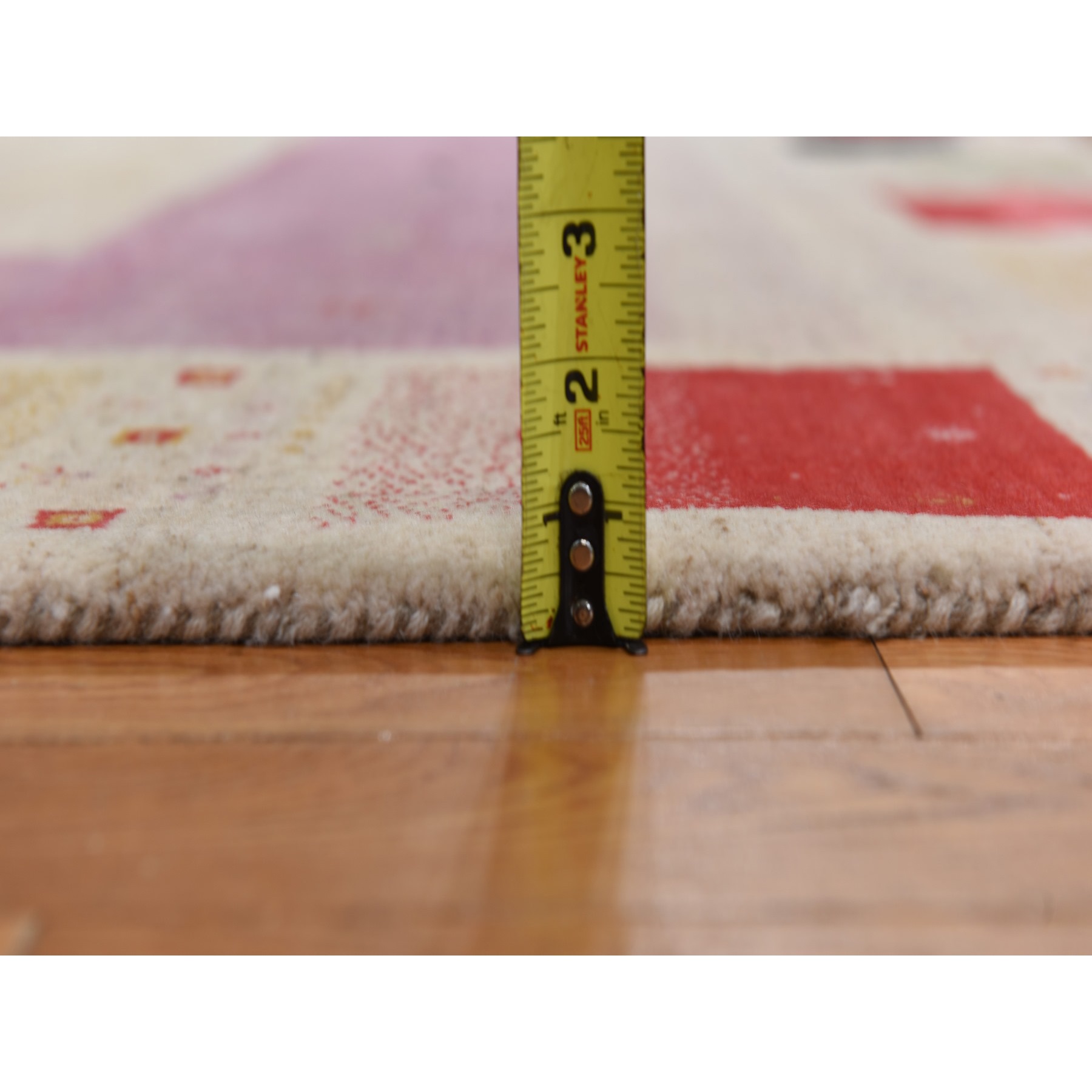 10'x13'2" Parchment White, Colorful Lori Buft Gabbeh, Thick and Plush, 100% Wool, Hand Knotted, Oriental Rug Sh78376