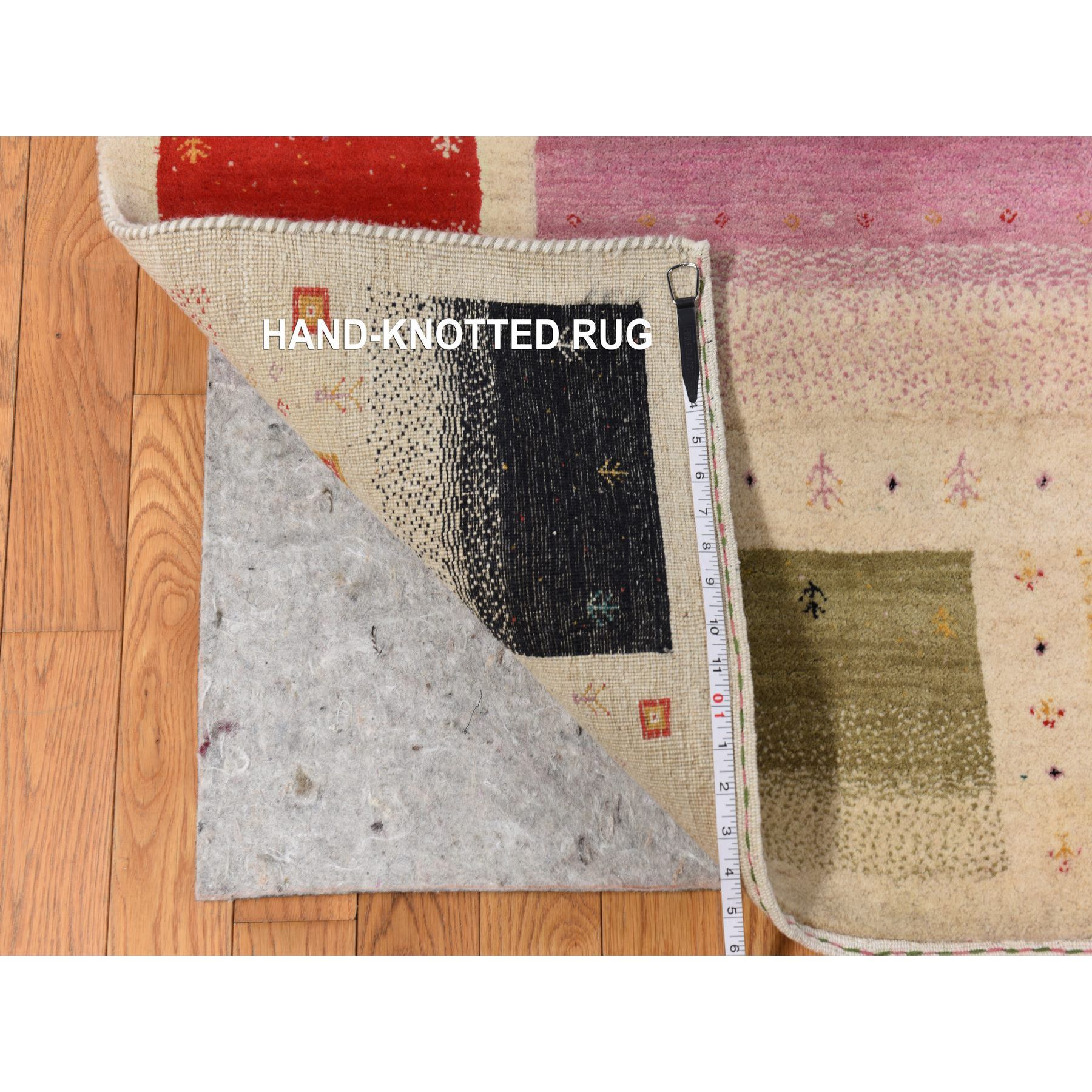 10'x13'2" Parchment White, Colorful Lori Buft Gabbeh, Thick and Plush, 100% Wool, Hand Knotted, Oriental Rug Sh78376