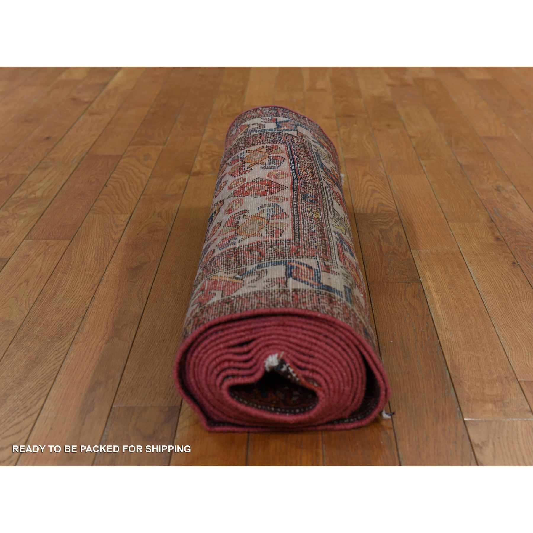 3'1"x16'3" Midnight Blue with Red, Antique Persian Malayer, Geometric Design, Good Condition, Even Wear, Clean, Pure Wool, Hand Knotted, XL Runner, Oriental Rug Sh78378