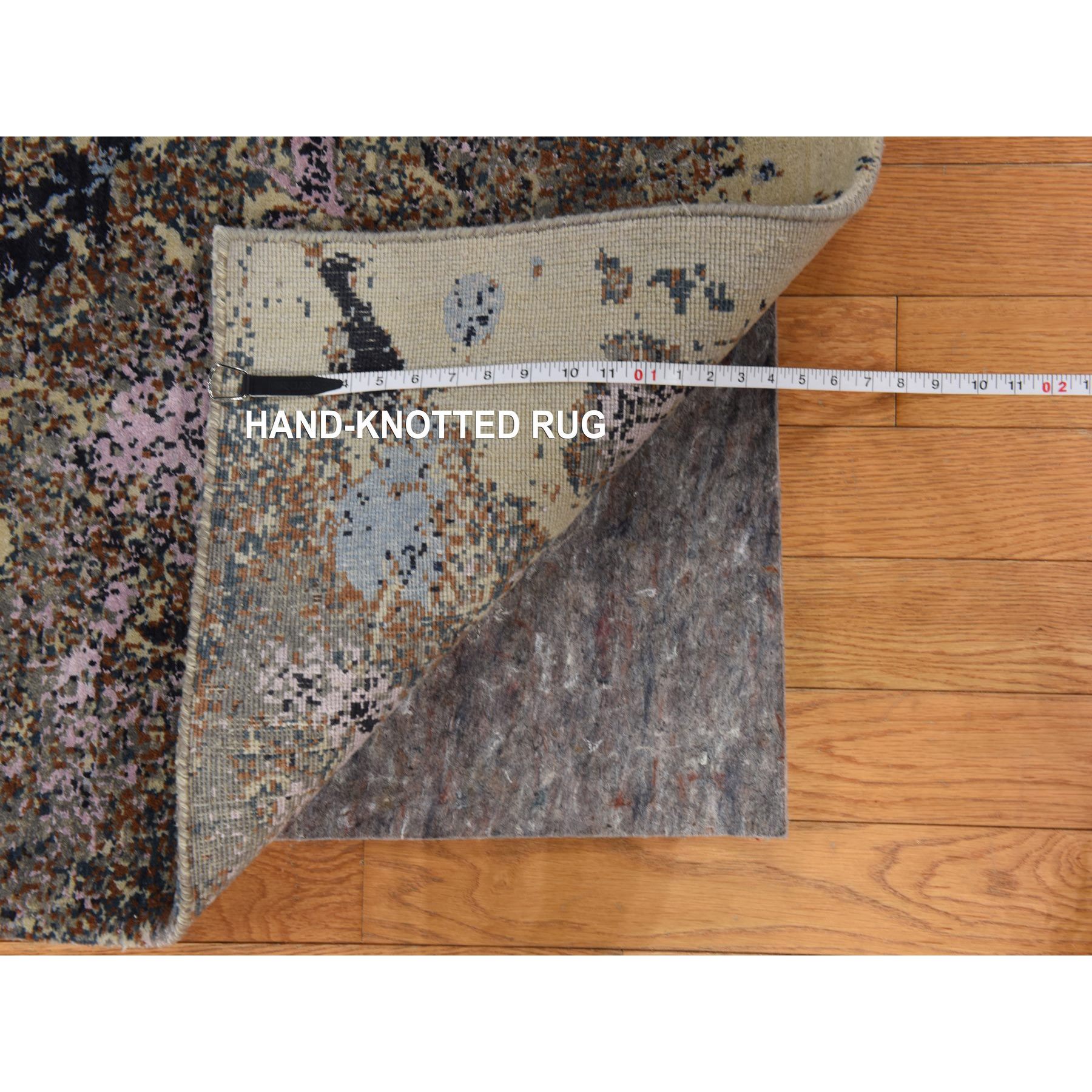 8'x10' Shades of Brown, Fossil Design, Wool and Silk, Modern, Hand Knotted, Densely Woven, Oriental Rug Sh78388