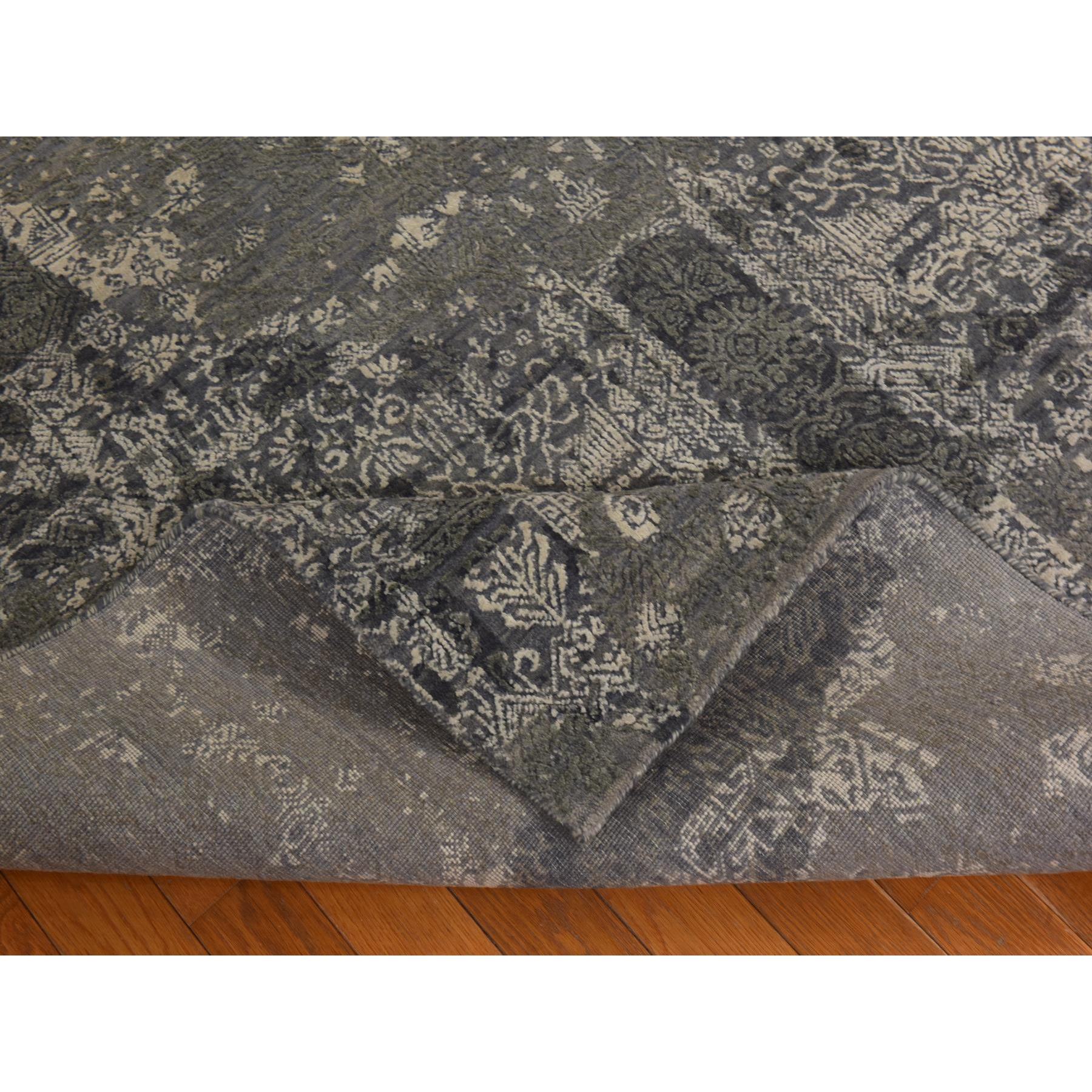 6'1"x9'2" Sonic Gray, Jewelry Design, Soft to the Touch, Wool and Silk, Hand Knotted, Modern, Oriental Rug Sh78391
