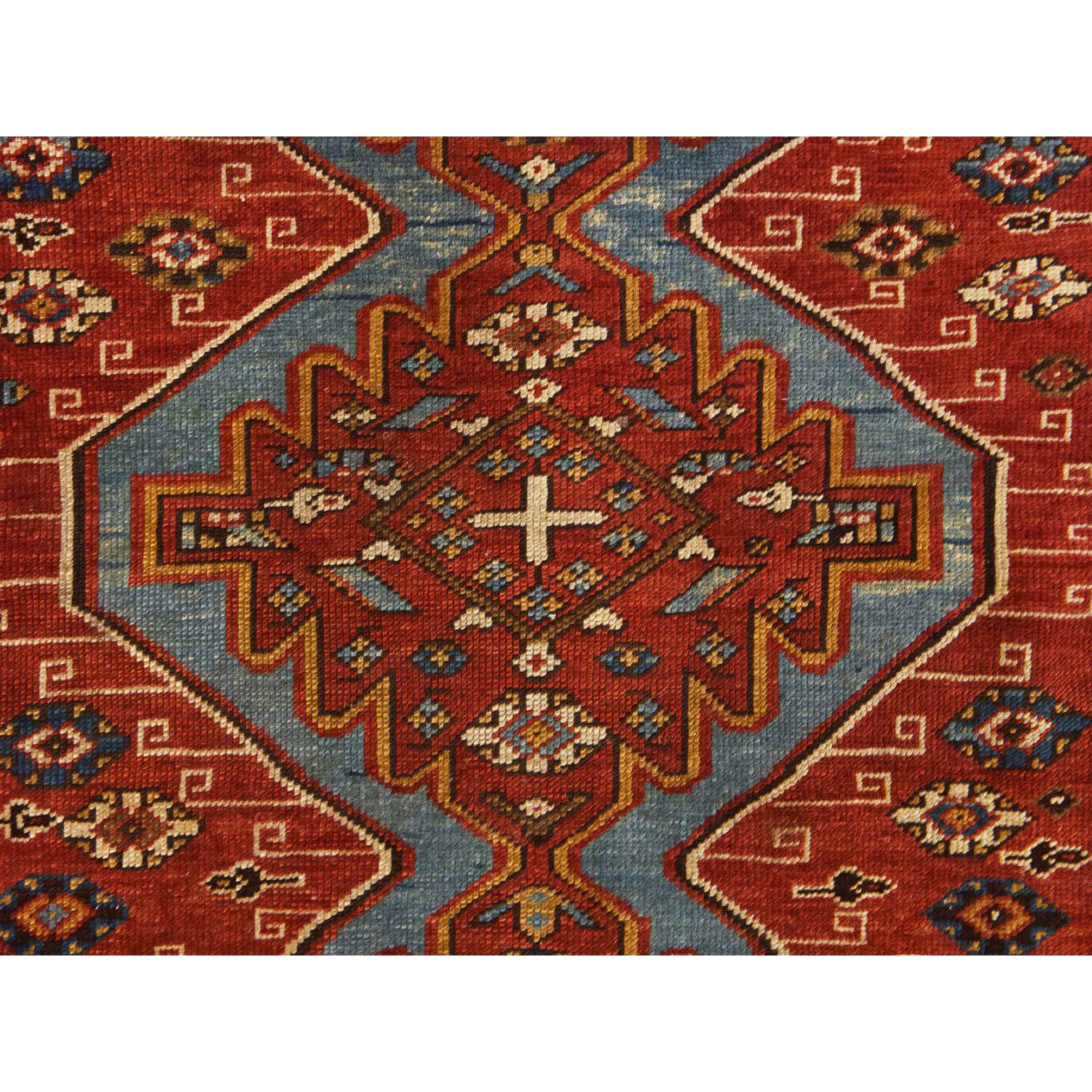 3'10"x5'7" Crimson Red, Antique Caucasian Kazak with Geometric Design, Good Condition, Clean, Sides and Ends Professionally Secured, 100% Wool, Hand Knotted, Oriental Rug Sh78394