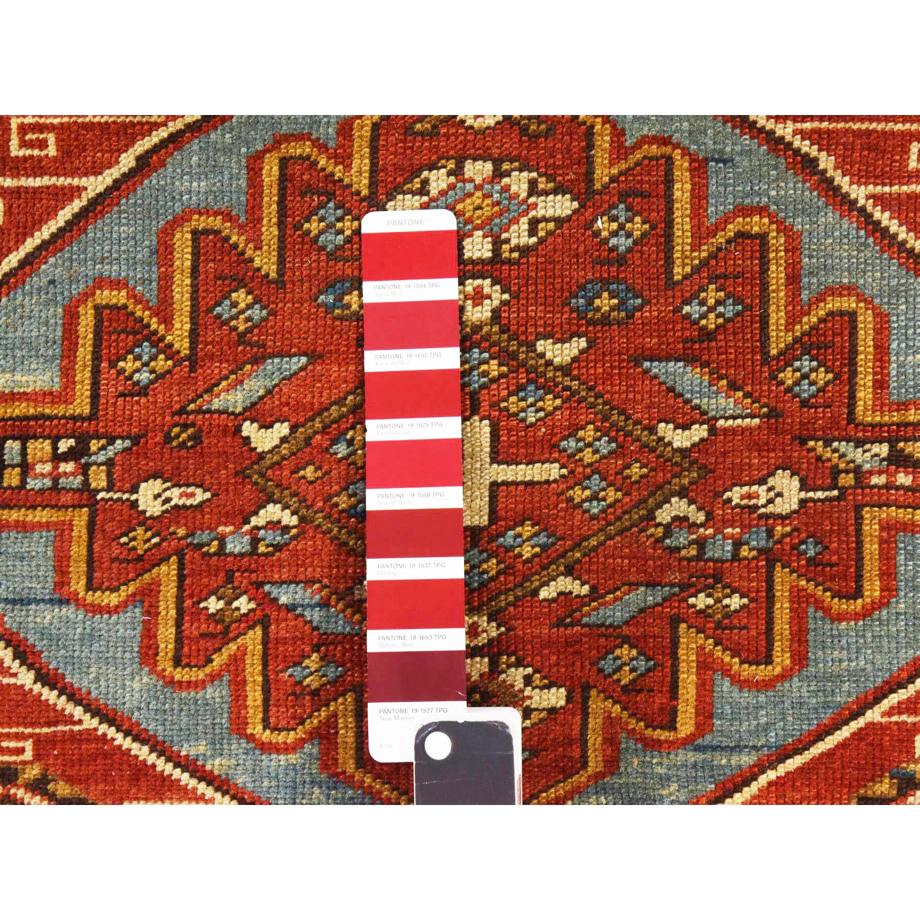 3'10"x5'7" Crimson Red, Antique Caucasian Kazak with Geometric Design, Good Condition, Clean, Sides and Ends Professionally Secured, 100% Wool, Hand Knotted, Oriental Rug Sh78394