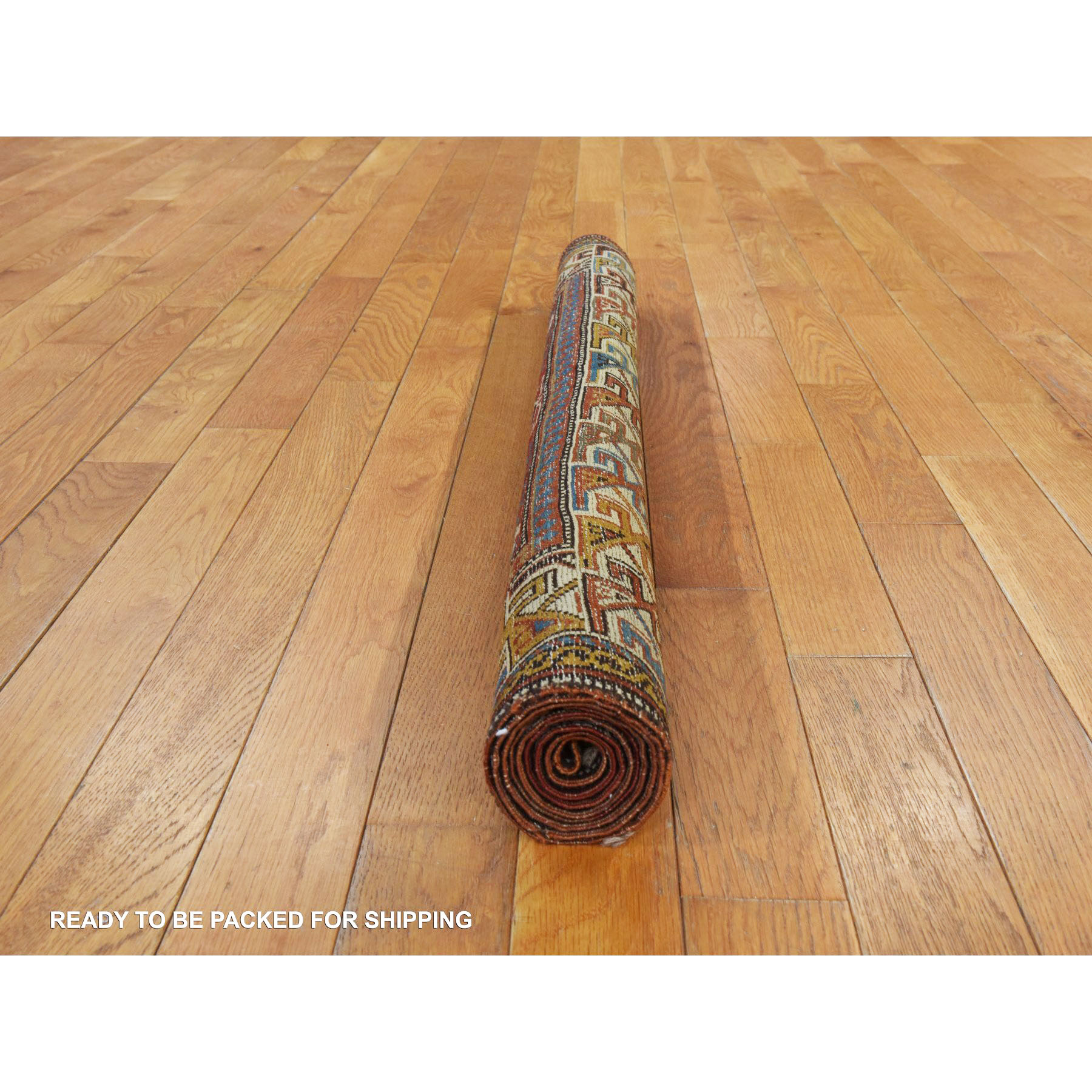 3'10"x5'7" Crimson Red, Antique Caucasian Kazak with Geometric Design, Good Condition, Clean, Sides and Ends Professionally Secured, 100% Wool, Hand Knotted, Oriental Rug Sh78394