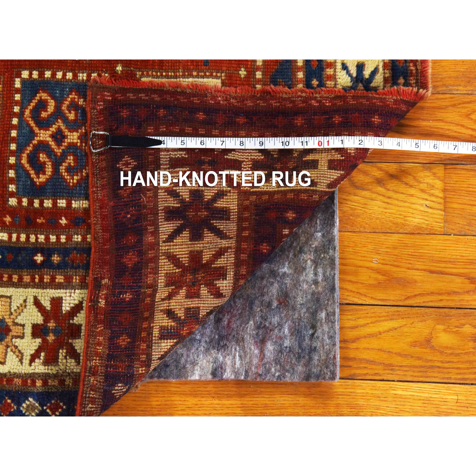 4'3"x6'3" Prismatic Red, Antique Caucasian Kazak with Geometric Design, Good Condition, Hand Knotted, Clean, Sides and Ends Professionally Secured, 100% Wool, Oriental Rug Sh78395
