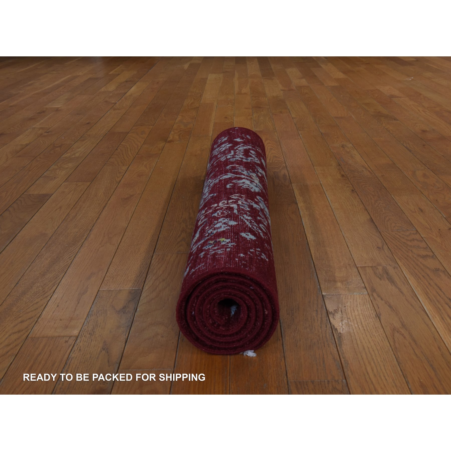 3'x5'1" Currant Red, Floral Design, Wool and Silk, Tone on Tone, Hand Knotted, Oriental Rug Sh78397
