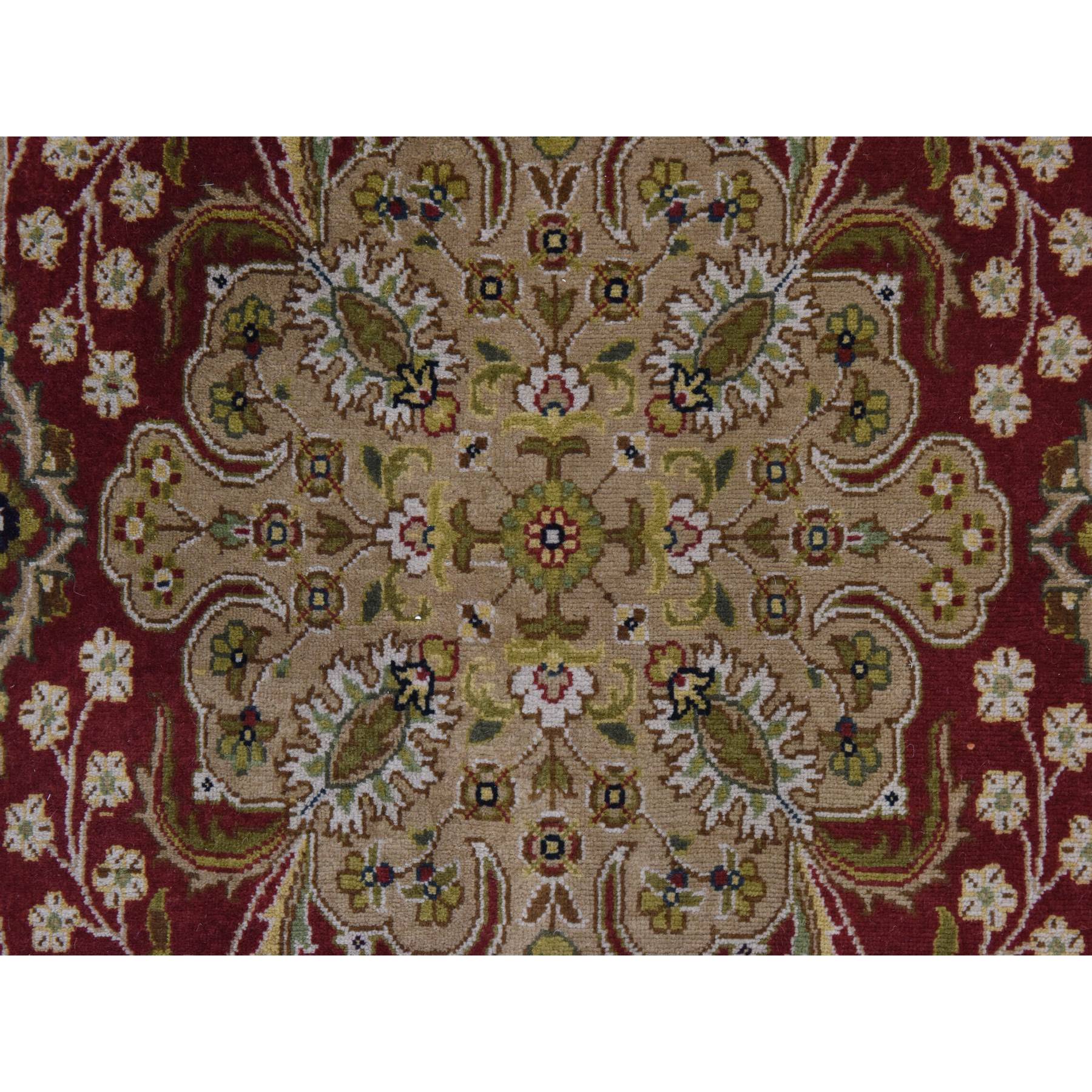 3'x5' Ruby Red, Kashan Design, Fine, 250 KPSI, Hand Spun New Zealand Wool, Hand Knotted, Oriental Rug Sh78398