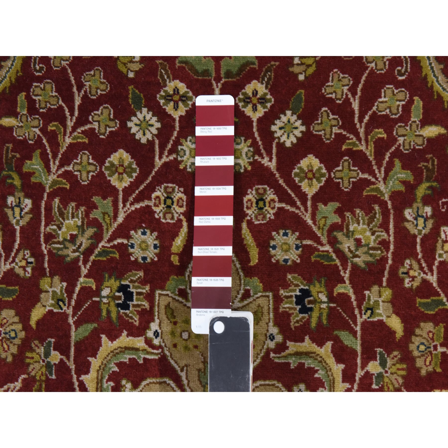 3'x5' Ruby Red, Kashan Design, Fine, 250 KPSI, Hand Spun New Zealand Wool, Hand Knotted, Oriental Rug Sh78398