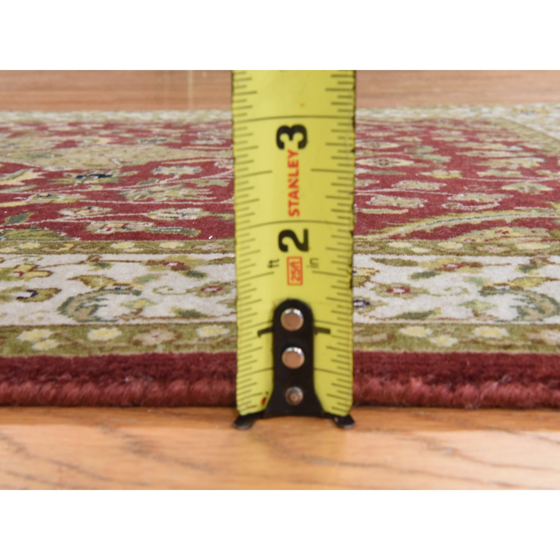 3'x5' Ruby Red, Kashan Design, Fine, 250 KPSI, Hand Spun New Zealand Wool, Hand Knotted, Oriental Rug Sh78398
