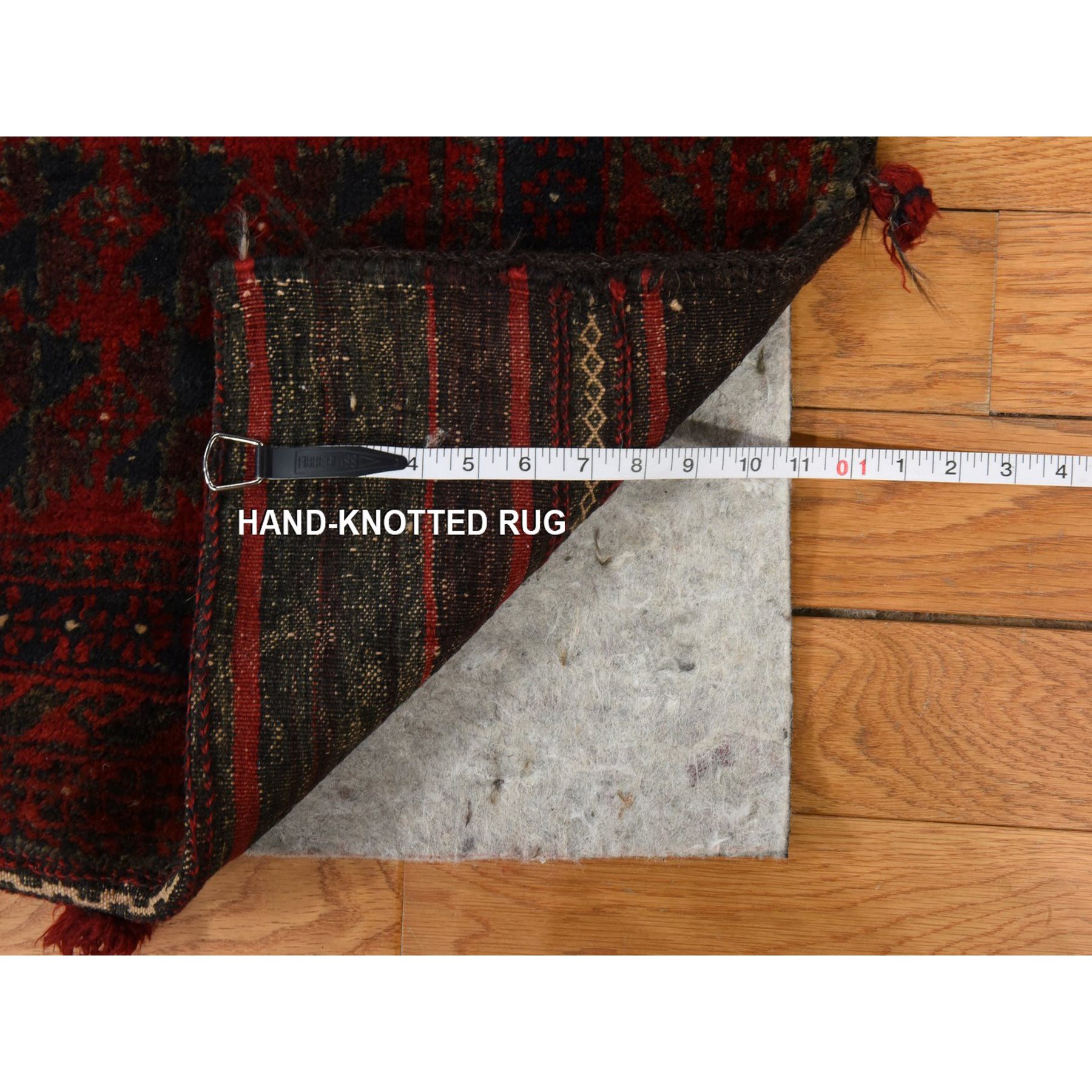 2'4"x2'4" Scarlet Red, Vintage Persian Balouch Saddle Bag, Full Pile, Clean, Excellent Condition, 100% Wool, Hand Knotted, Square, Oriental Rug Sh78403