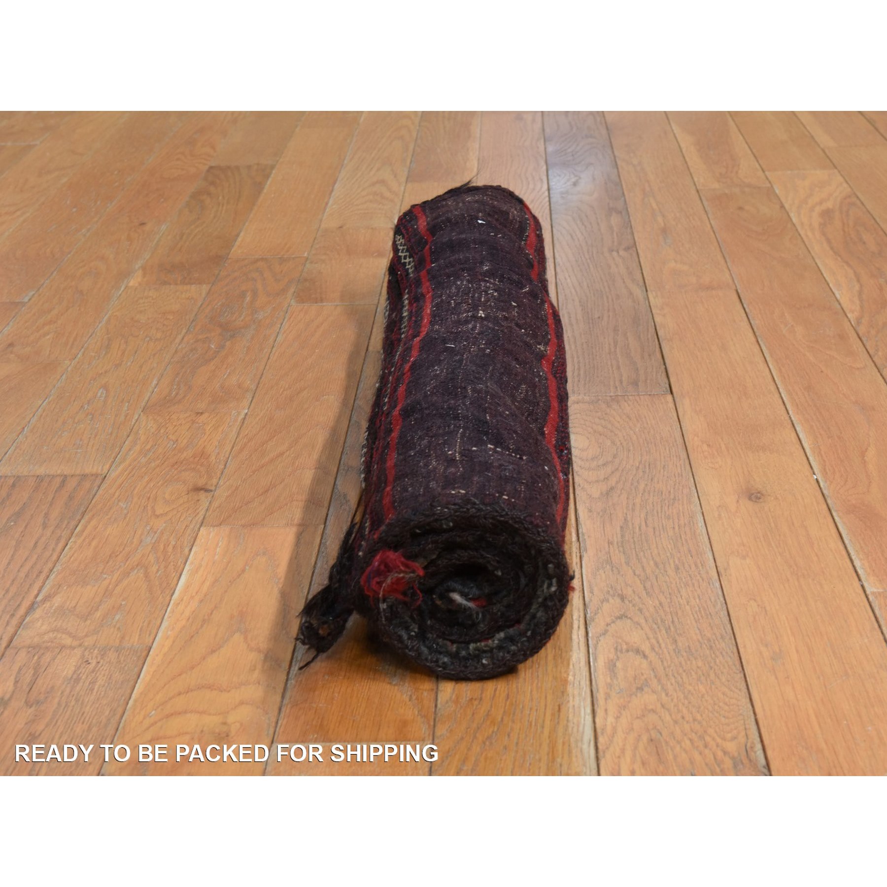 2'4"x2'4" Scarlet Red, Vintage Persian Balouch Saddle Bag, Full Pile, Clean, Excellent Condition, 100% Wool, Hand Knotted, Square, Oriental Rug Sh78403