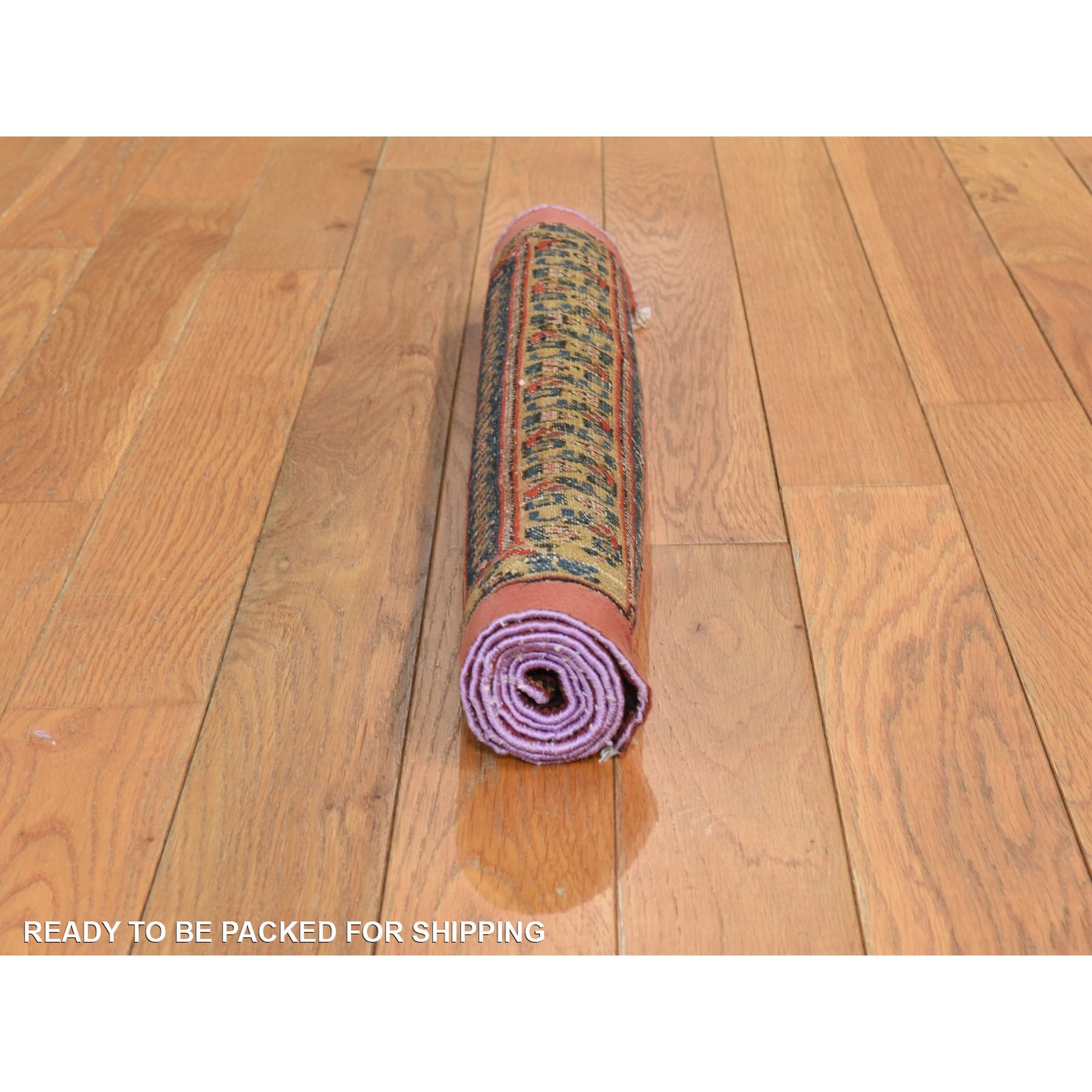1'10"x3'2" Scarlet Sage Red, Antique Persian Senneh, Even Wear, Clean, Good Condition, 100% Wool, Hand Knotted, Mat, Oriental Rug Sh78407