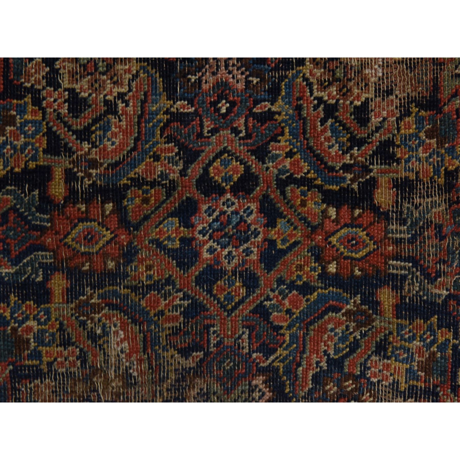1'8"x3'3" Graphite Blue, Antique North West Persian, Worn Pile, Clean, No Holes, Sides and Ends Professionally Secured, Shabby Chic, 100% Wool, Hand Knotted, Mat, Oriental Rug Sh78410