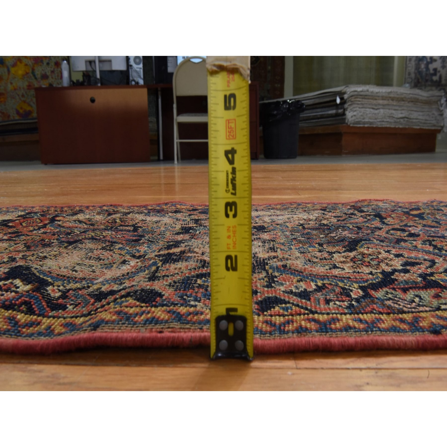 1'8"x3'3" Graphite Blue, Antique North West Persian, Worn Pile, Clean, No Holes, Sides and Ends Professionally Secured, Shabby Chic, 100% Wool, Hand Knotted, Mat, Oriental Rug Sh78410