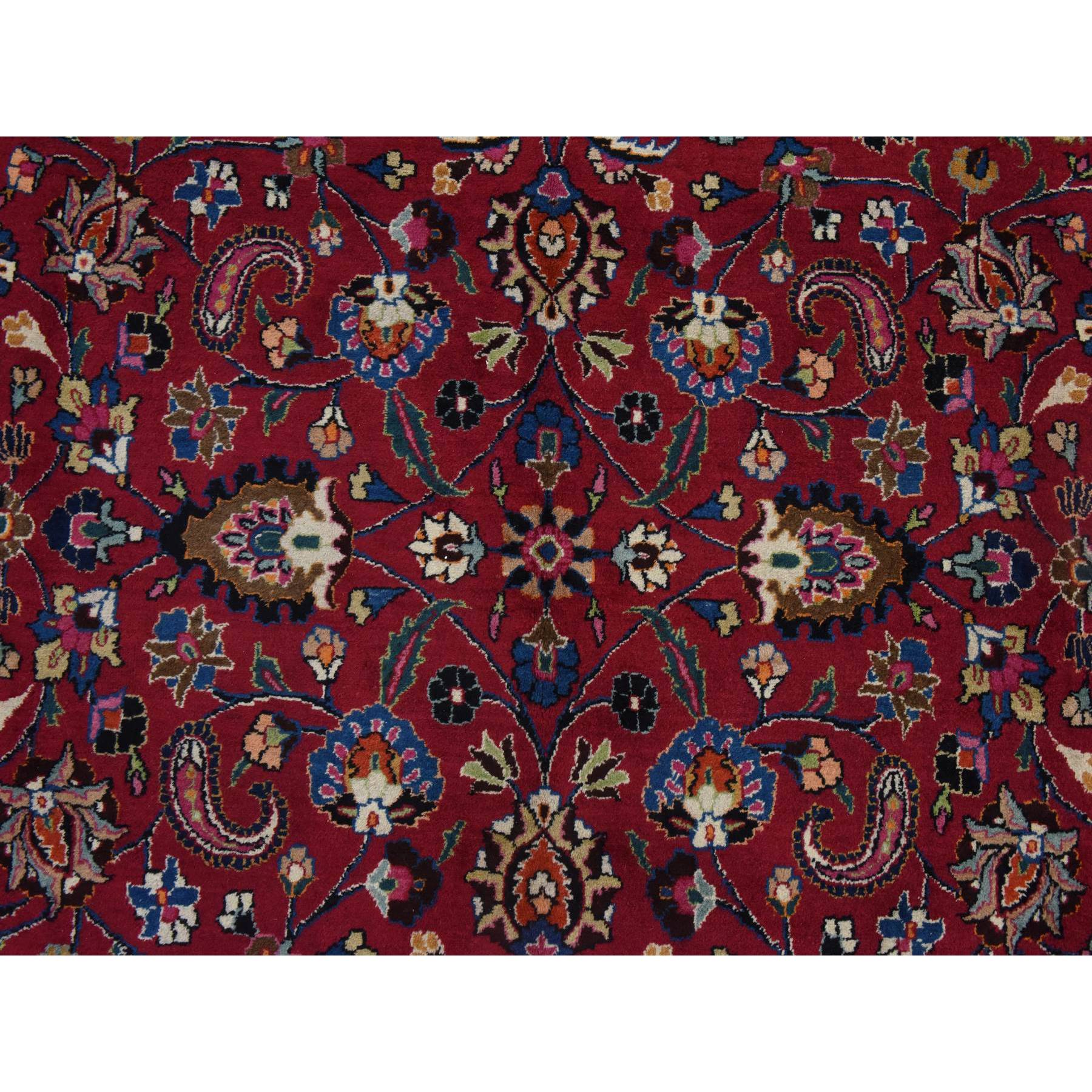 9'9"x12'10" Jazzy Red, Persian Meshad, All Over Design, Good Condition, Clean, Full Pile, 100% Wool, Hand Knotted, Oriental Rug Sh78413
