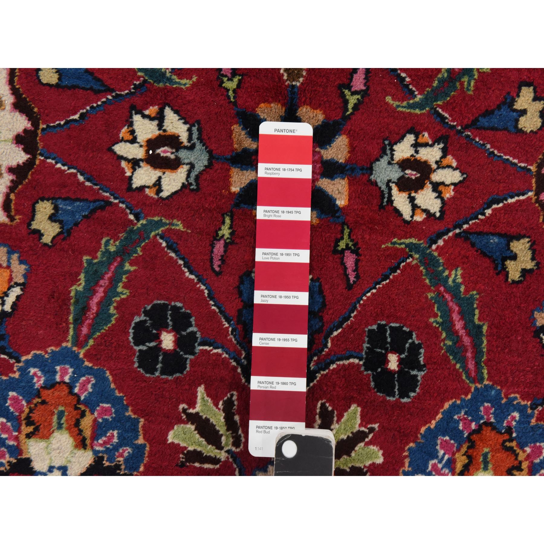 9'9"x12'10" Jazzy Red, Persian Meshad, All Over Design, Good Condition, Clean, Full Pile, 100% Wool, Hand Knotted, Oriental Rug Sh78413