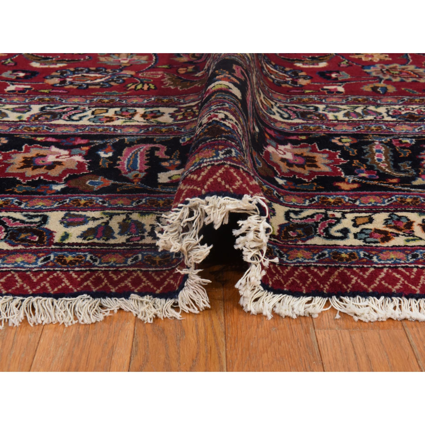 9'9"x12'10" Jazzy Red, Persian Meshad, All Over Design, Good Condition, Clean, Full Pile, 100% Wool, Hand Knotted, Oriental Rug Sh78413