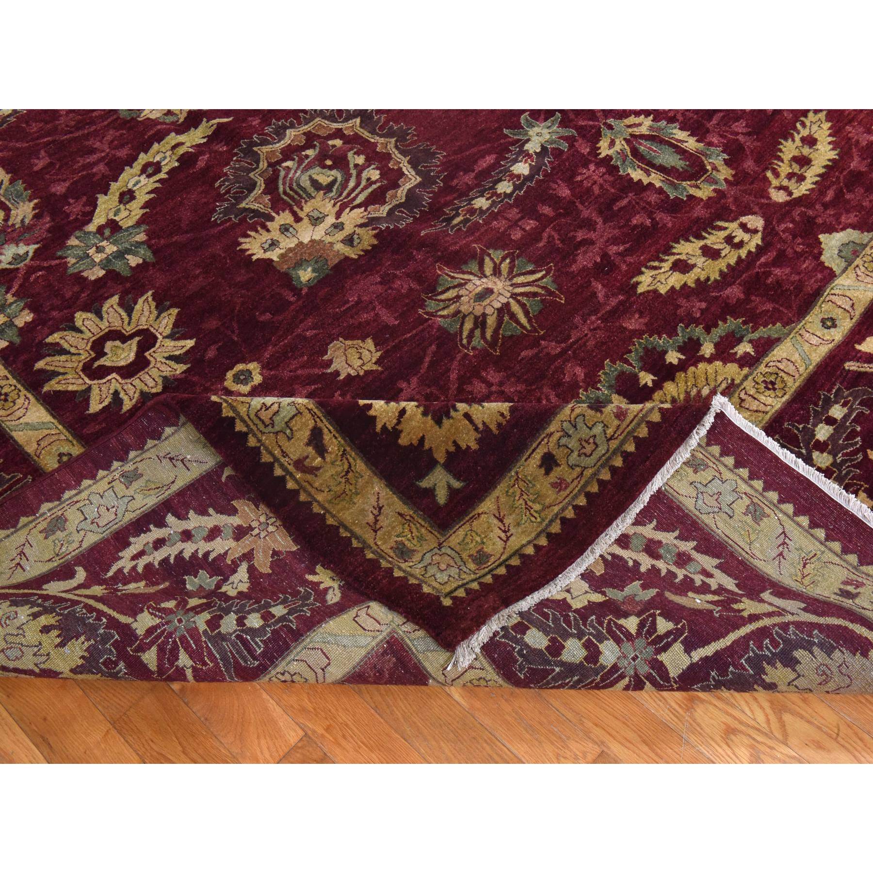 11'10"x15'4" Wine Red, Double Knot Jaipur, All Over Design, Thick, Dense and Plush, 100% Wool, Hand Knotted, Oversized, Oriental Rug Sh78414