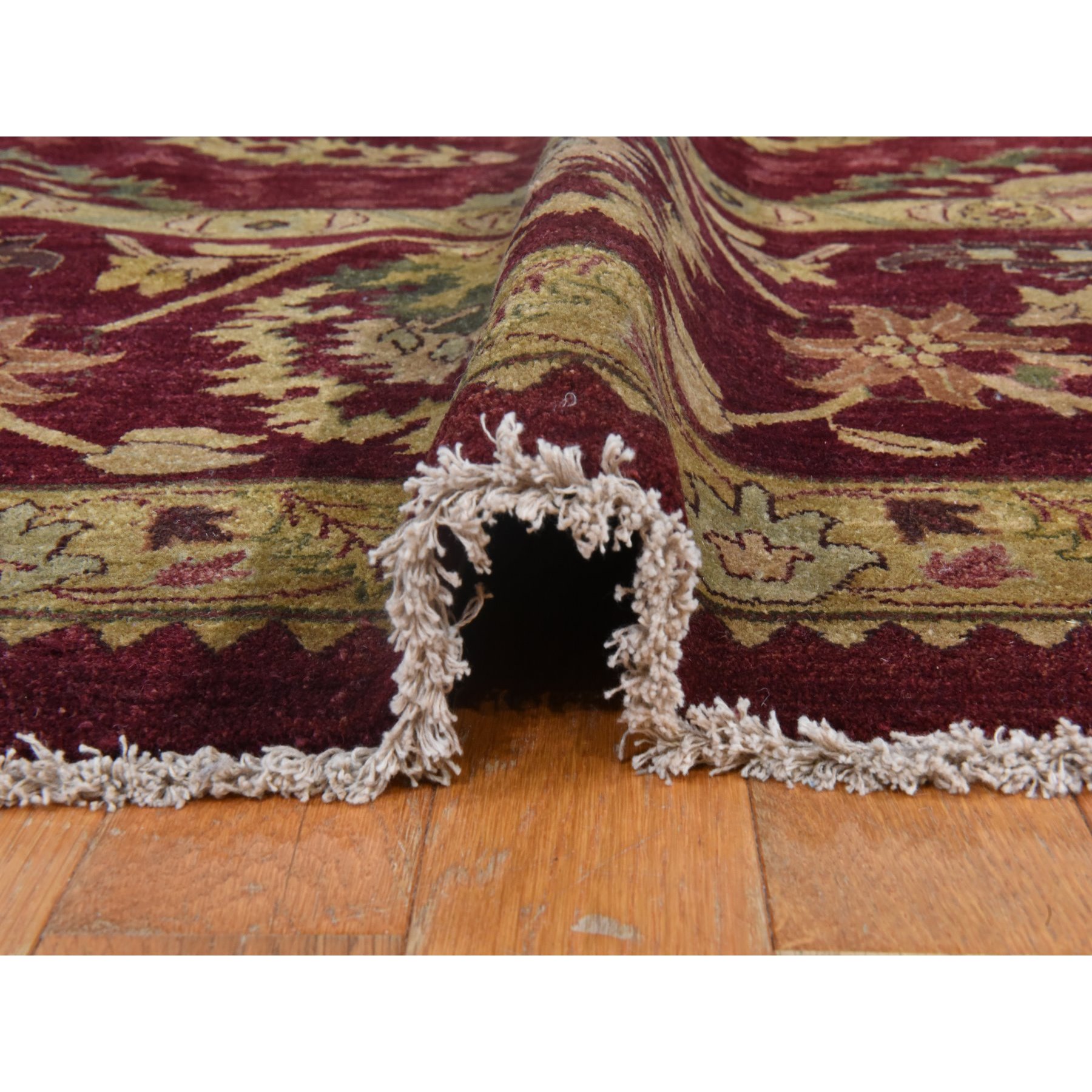 11'10"x15'4" Wine Red, Double Knot Jaipur, All Over Design, Thick, Dense and Plush, 100% Wool, Hand Knotted, Oversized, Oriental Rug Sh78414