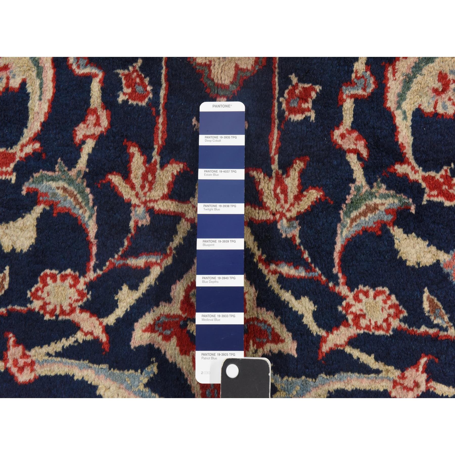 9'2"x12'1" Navy Blue, Vintage Persian Sarouk Mahal, Medallion Design, Clean, Soft with Full Even Pile, 100% Wool, Hand Knotted, Oriental Rug Sh78415