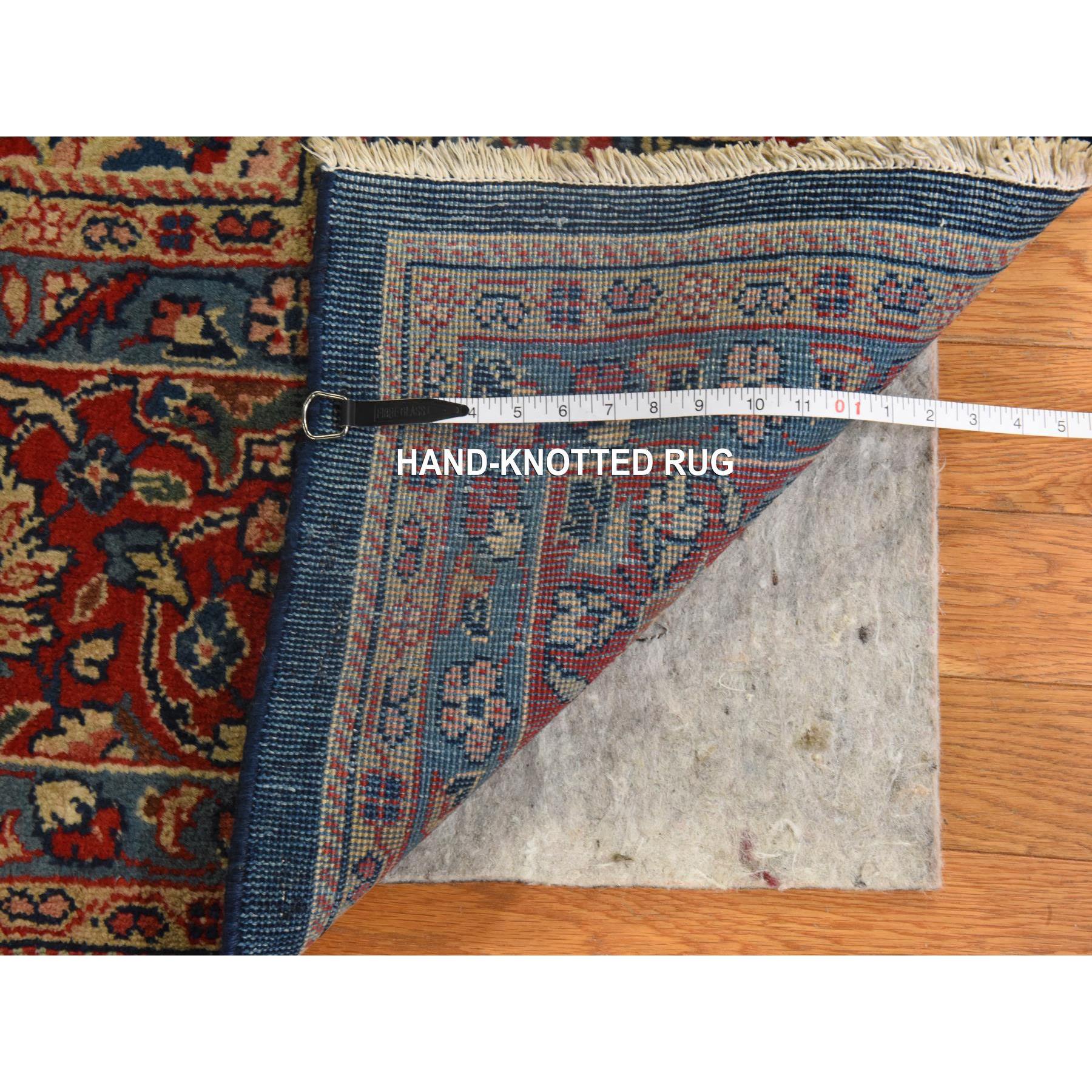 9'2"x12'1" Navy Blue, Vintage Persian Sarouk Mahal, Medallion Design, Clean, Soft with Full Even Pile, 100% Wool, Hand Knotted, Oriental Rug Sh78415