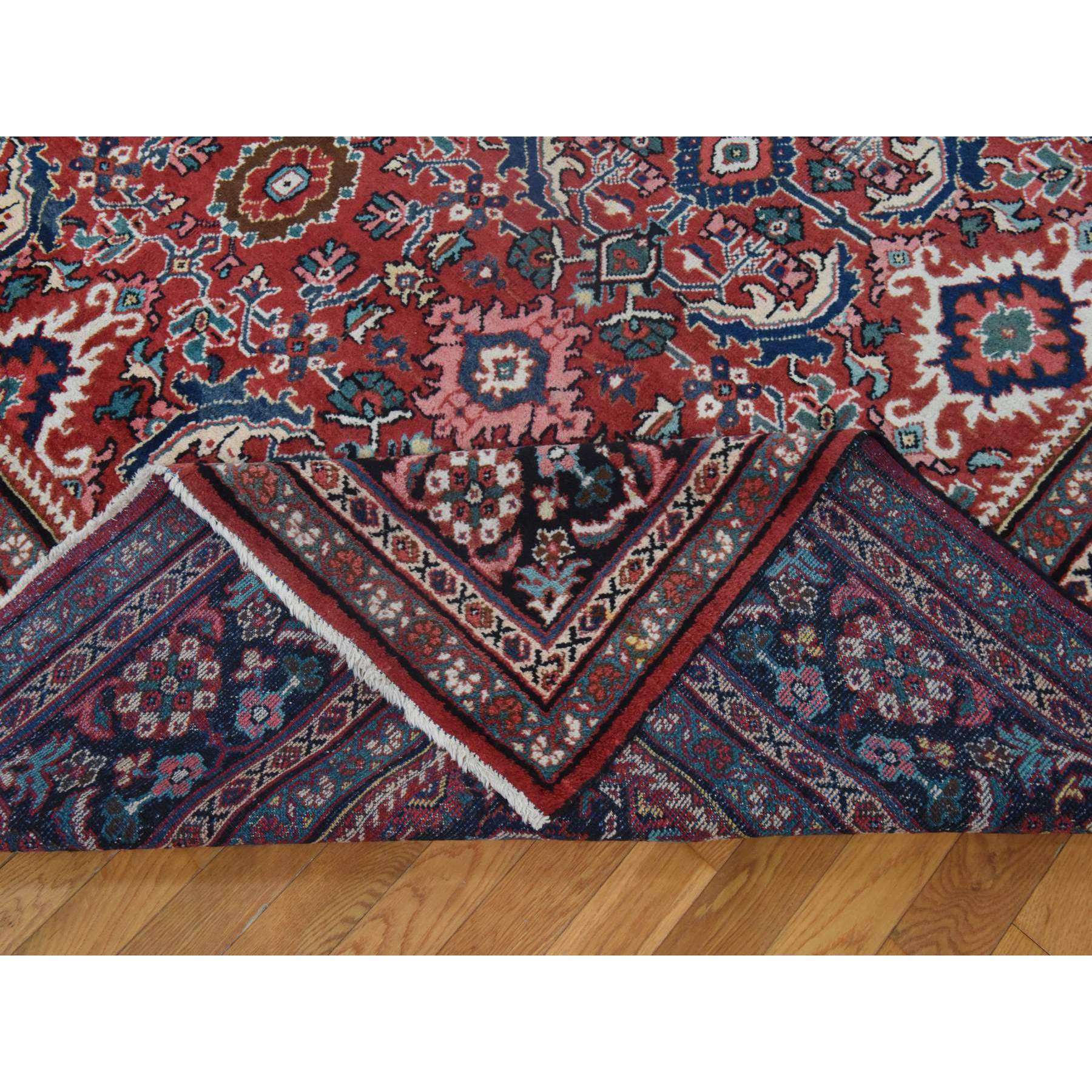 10'7"x13'7" Scarlet Red, Vintage Persian Mahal, Medallion Design, Clean, Soft, Evenly Worn, 100% Wool, Hand Knotted, Oriental Rug Sh78416