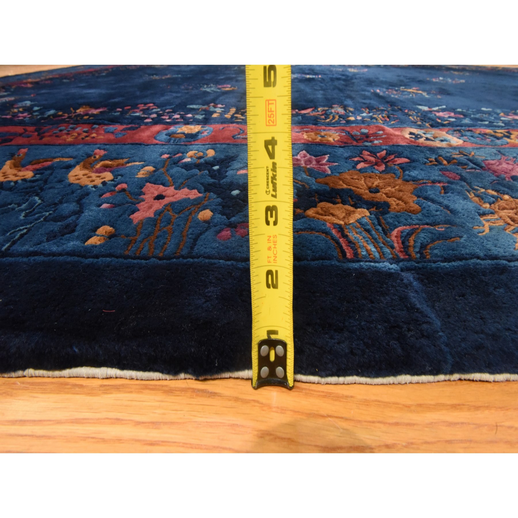 11'3"x17'3" Midnight Blue, Antique Chinese Art Deco Nichols, Clean, Soft, Full Pile, 100% Wool, Hand Knotted, XL, Oversized, Oriental Rug Sh78417