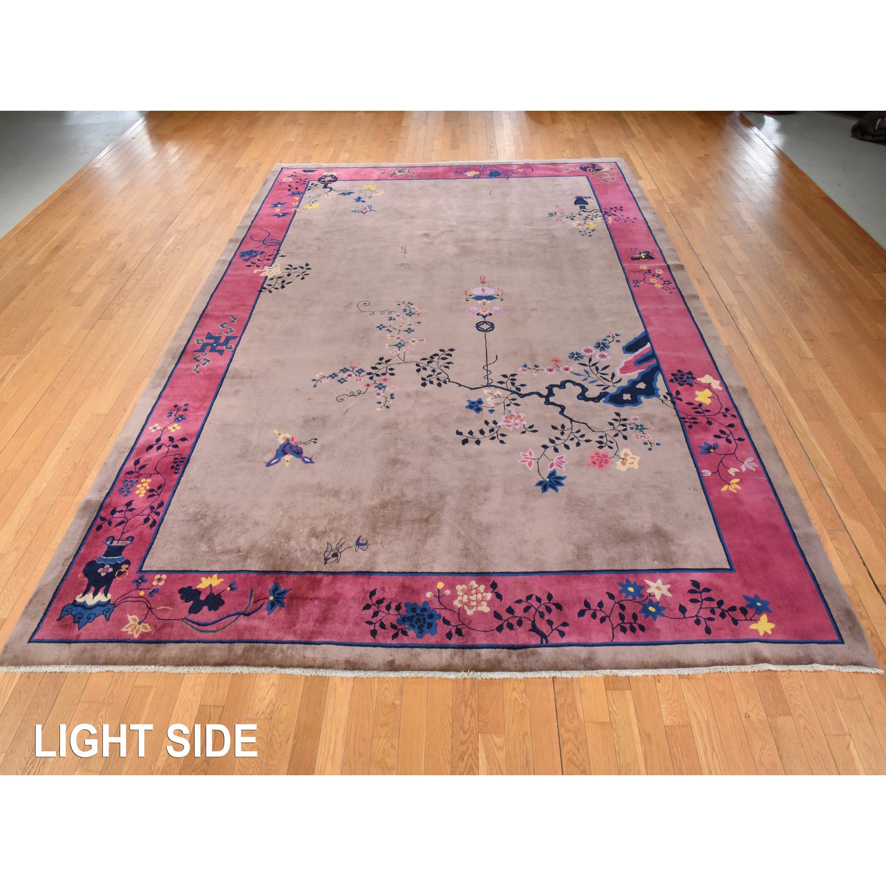 10'1"x14'2" Burro Brown, Antique Chinese Art Deco Nichols, Clean, Soft, Full Pile, 100% Wool, Hand Knotted, Oriental Rug Sh78418