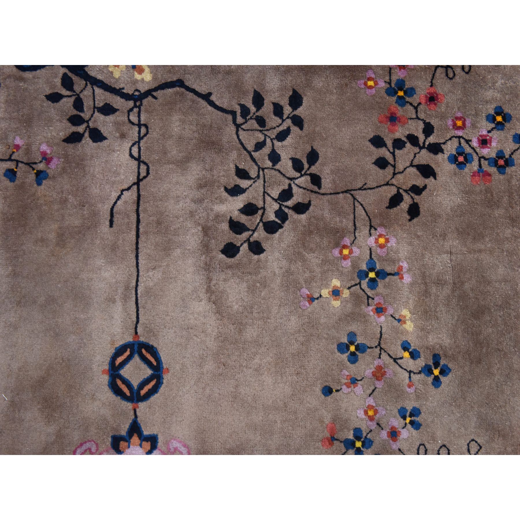 10'1"x14'2" Burro Brown, Antique Chinese Art Deco Nichols, Clean, Soft, Full Pile, 100% Wool, Hand Knotted, Oriental Rug Sh78418