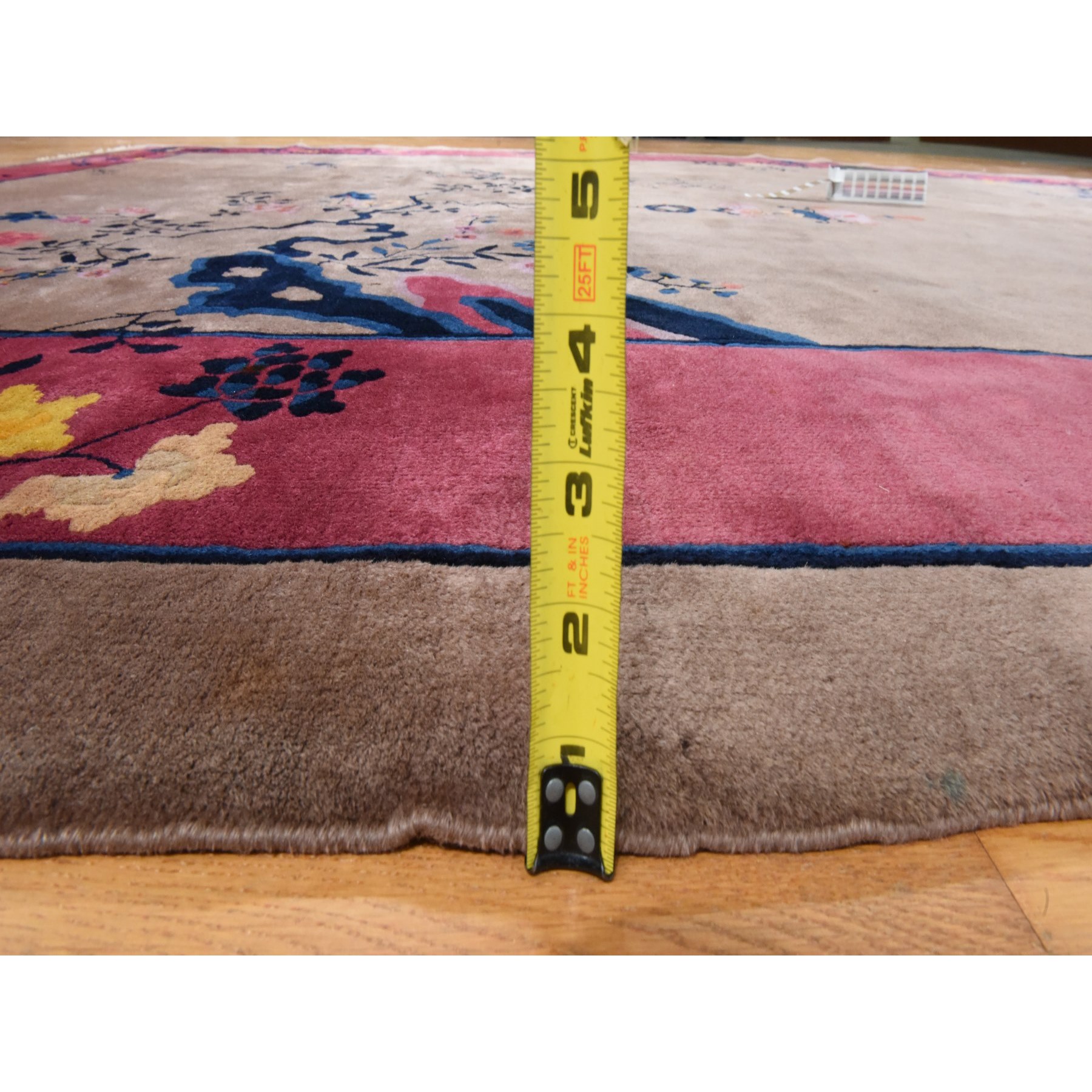 10'1"x14'2" Burro Brown, Antique Chinese Art Deco Nichols, Clean, Soft, Full Pile, 100% Wool, Hand Knotted, Oriental Rug Sh78418