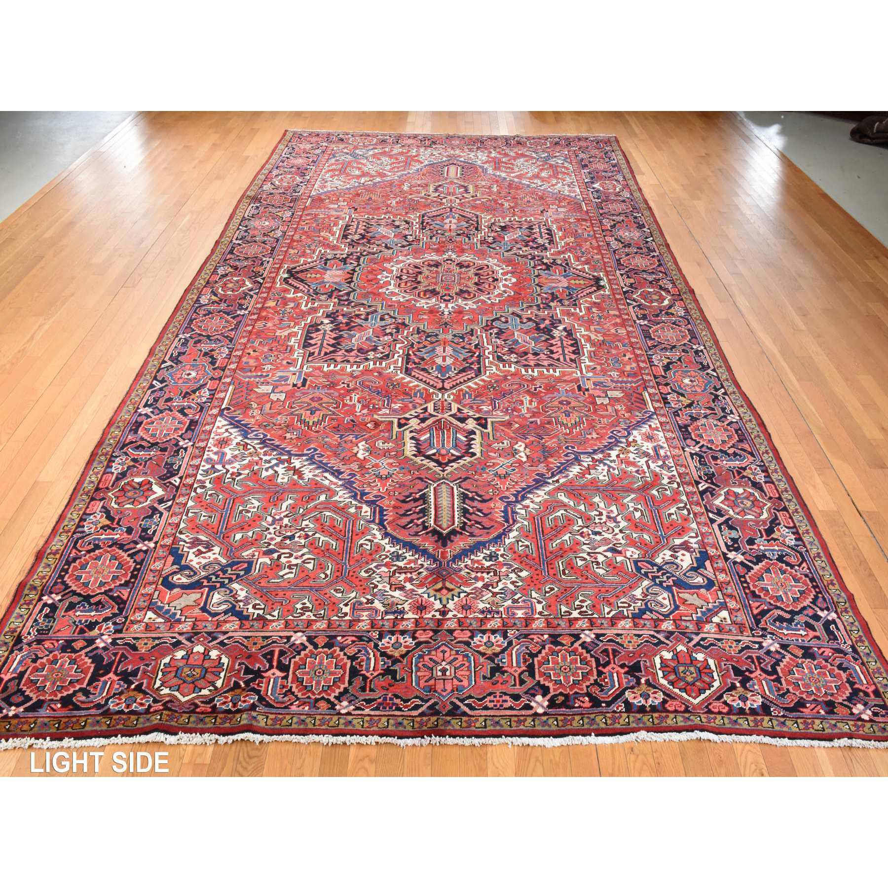 10'1"x18'1" Chili Red, Vintage Persian Heriz, Long and Narrow, Odd and Rare Size, Clean, Soft, Full Pile, 100% Wool, Hand Knotted, Oriental Rug Sh78419