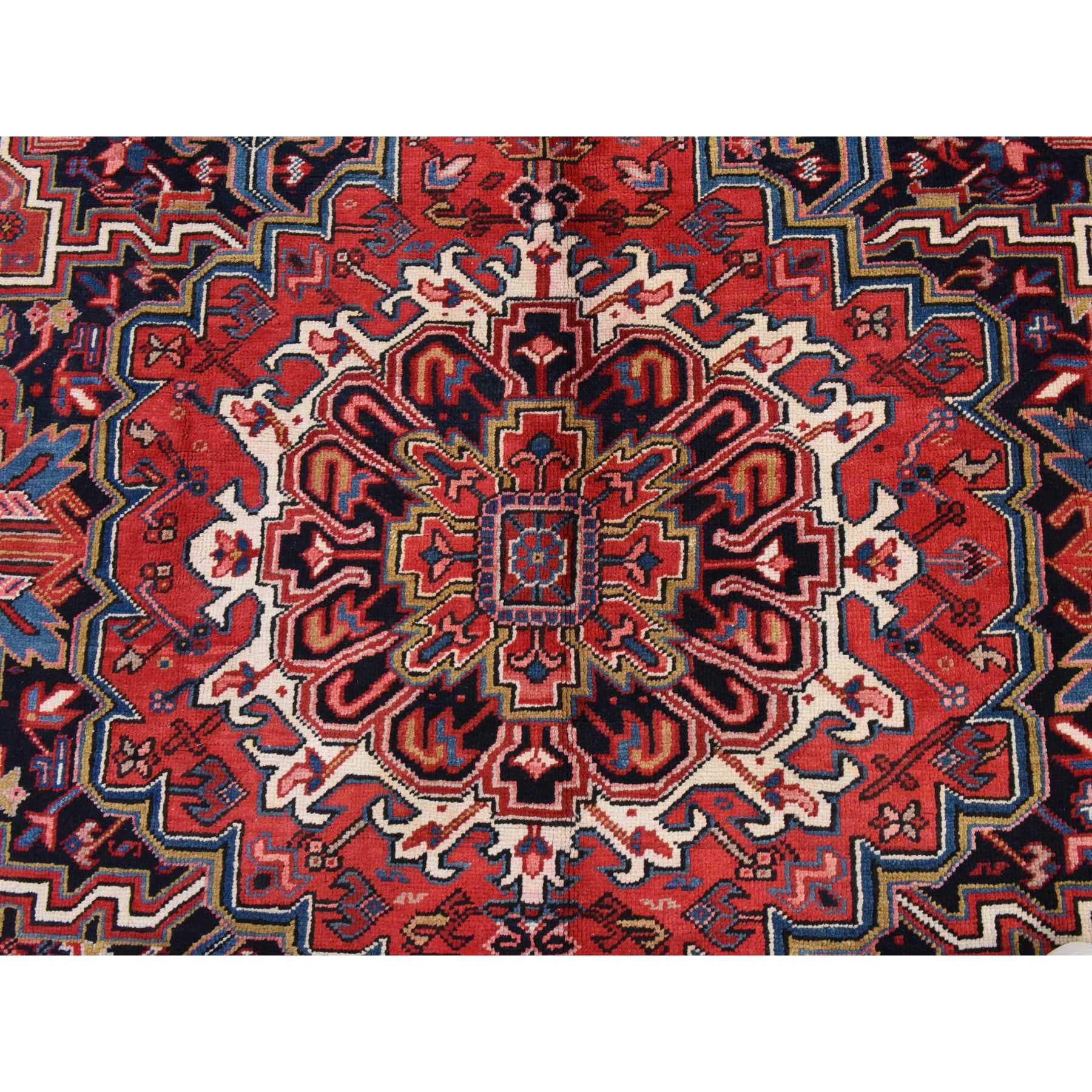 10'1"x18'1" Chili Red, Vintage Persian Heriz, Long and Narrow, Odd and Rare Size, Clean, Soft, Full Pile, 100% Wool, Hand Knotted, Oriental Rug Sh78419