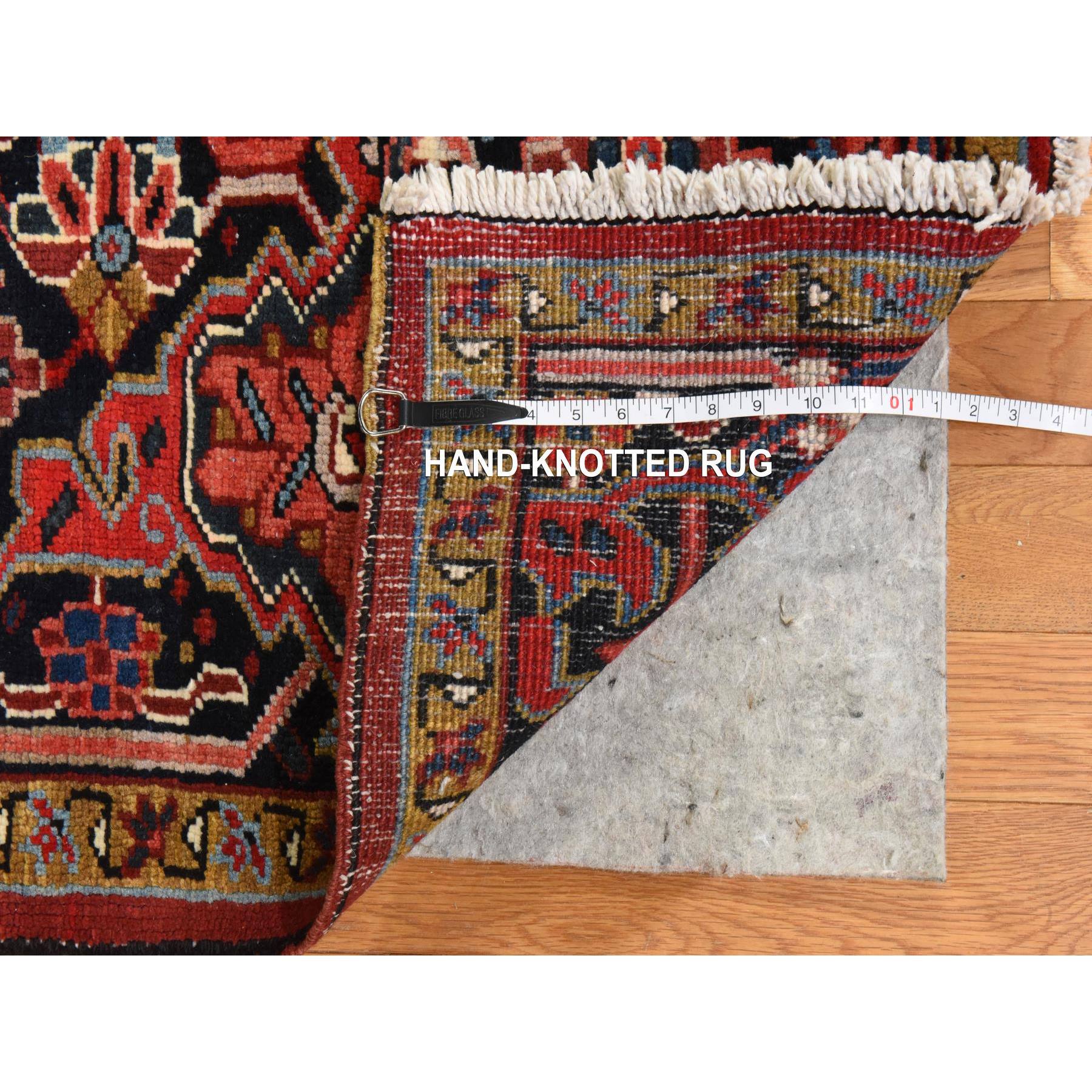 10'1"x18'1" Chili Red, Vintage Persian Heriz, Long and Narrow, Odd and Rare Size, Clean, Soft, Full Pile, 100% Wool, Hand Knotted, Oriental Rug Sh78419