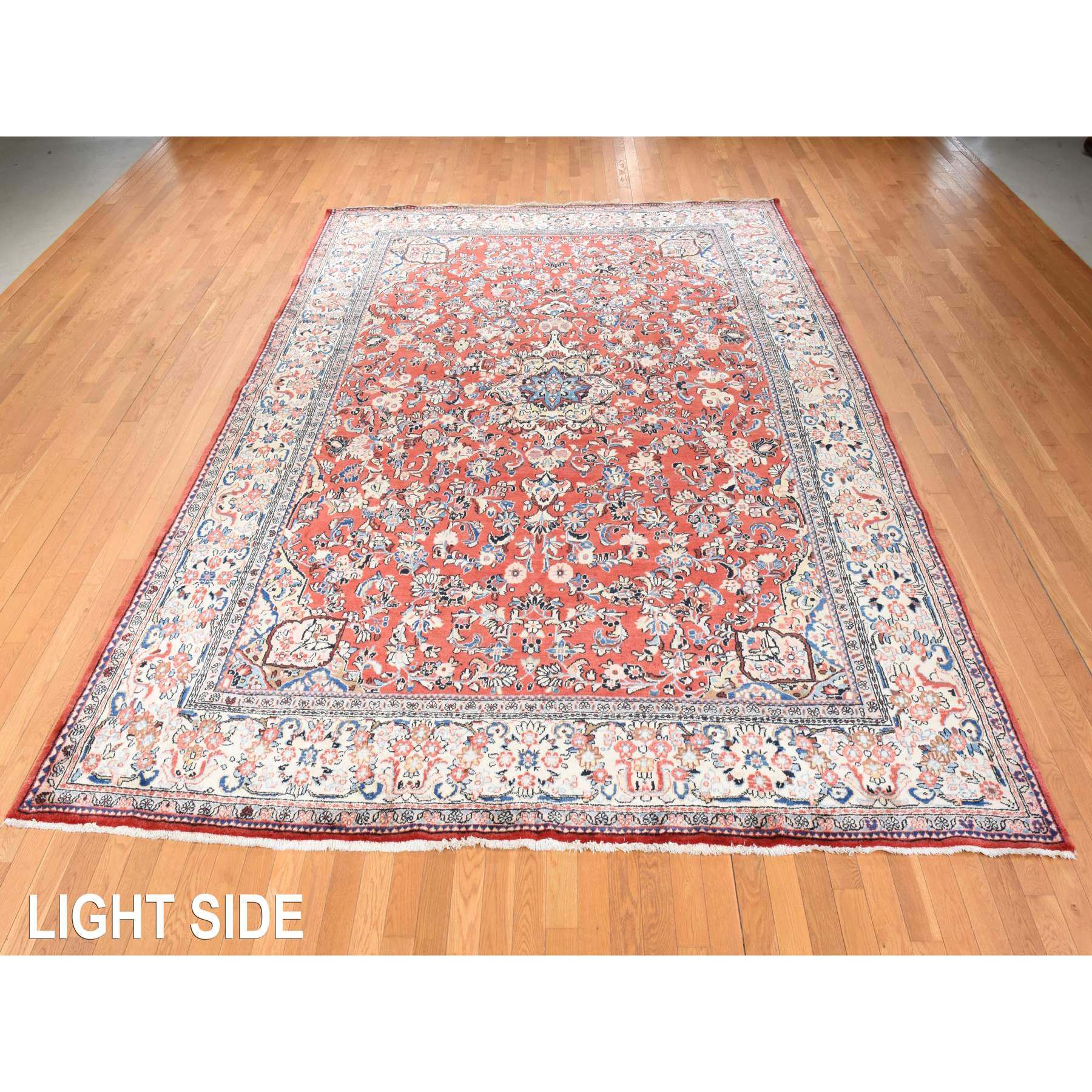 9'9"x13' Salsa Red, Vintage Persian Mahal, Clean, Soft, Full Pile, 100% Wool, Hand Knotted, Oriental Rug Sh78421