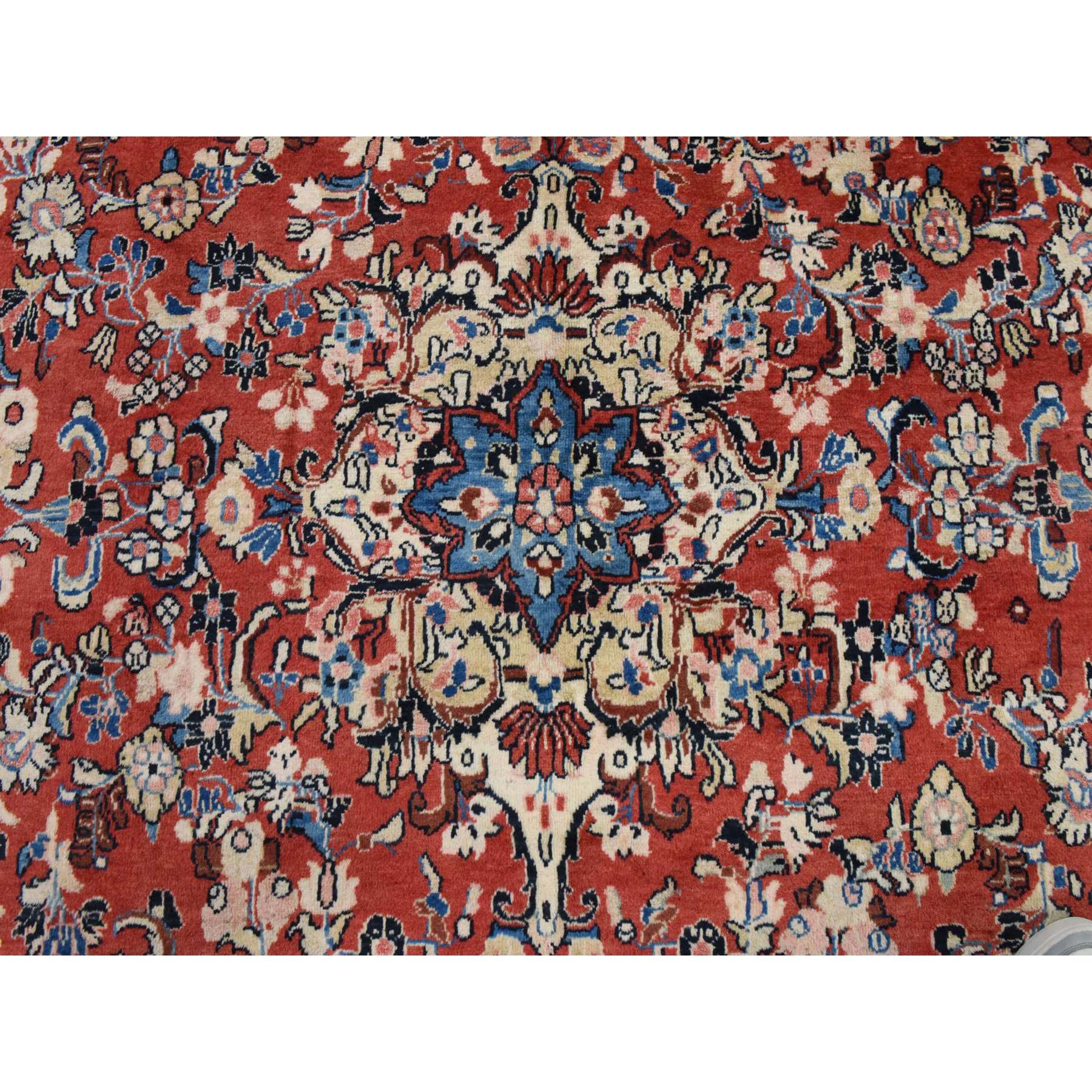 9'9"x13' Salsa Red, Vintage Persian Mahal, Clean, Soft, Full Pile, 100% Wool, Hand Knotted, Oriental Rug Sh78421