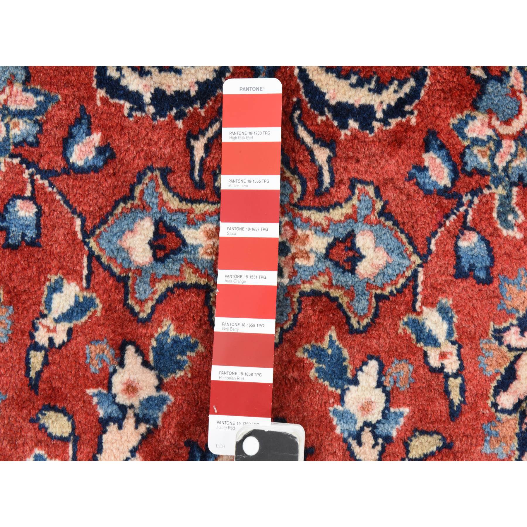 9'9"x13'1" Salsa Red, Semi Antique Persian Sarouk Mahal, Full Pile, Good Condition and Clean, 100% Wool, Hand Knotted, Oriental Rug Sh78422