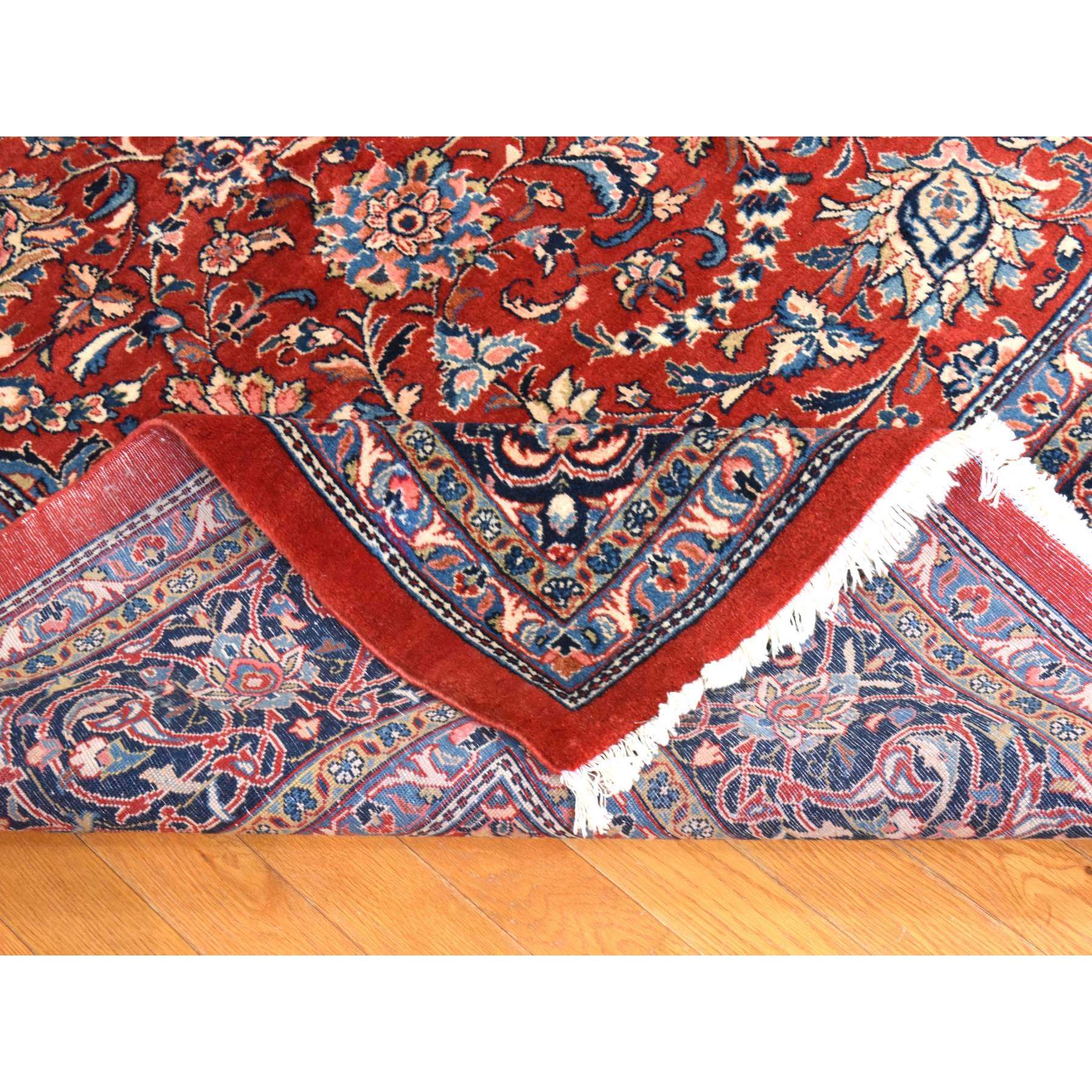 9'9"x13'1" Salsa Red, Semi Antique Persian Sarouk Mahal, Full Pile, Good Condition and Clean, 100% Wool, Hand Knotted, Oriental Rug Sh78422