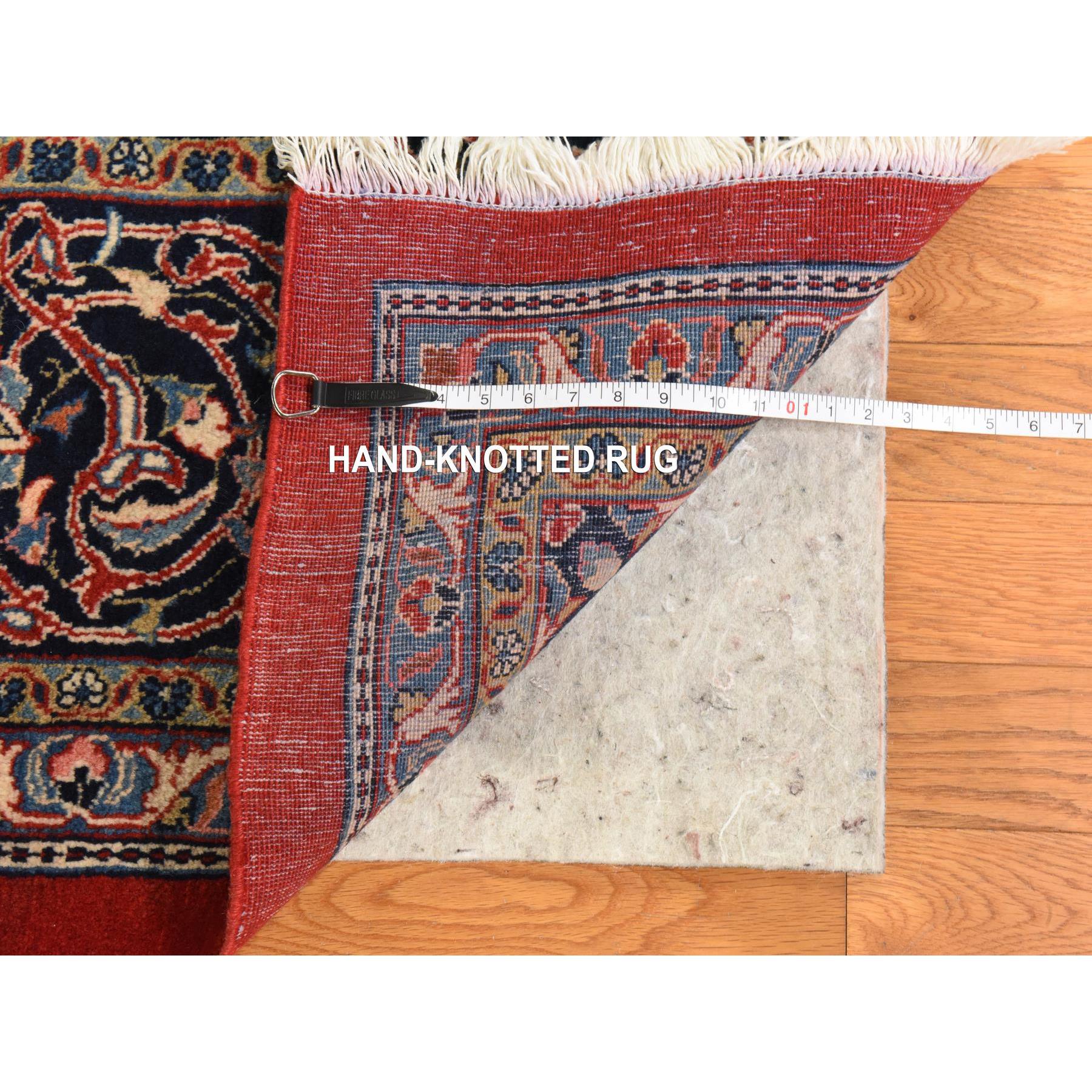 9'9"x13'1" Salsa Red, Semi Antique Persian Sarouk Mahal, Full Pile, Good Condition and Clean, 100% Wool, Hand Knotted, Oriental Rug Sh78422