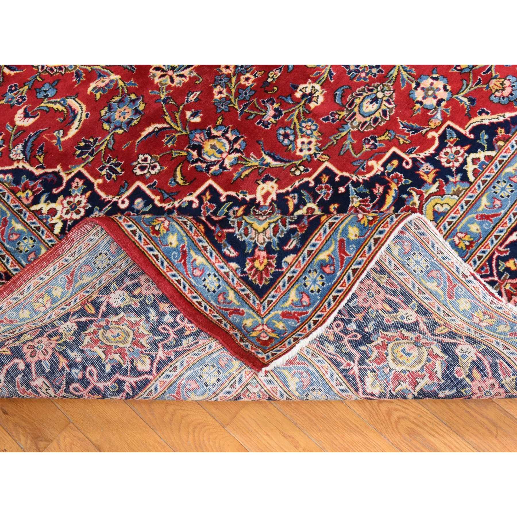 8'7"x12' Crimson Red, Semi Antique Persian Kashan, Full Pile and Clean, 100% Wool, Hand Knotted, Oriental Rug Sh78425