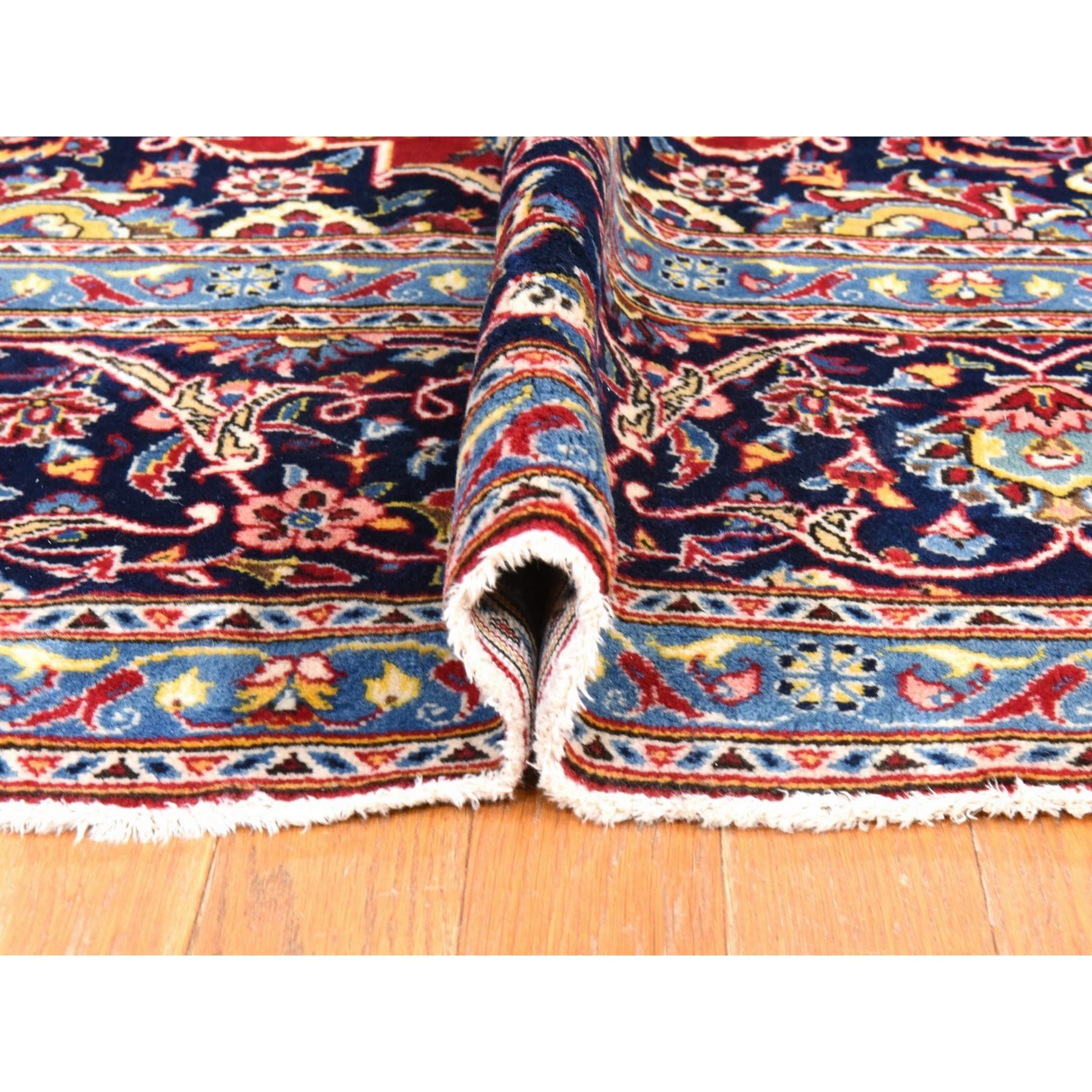 8'7"x12' Crimson Red, Semi Antique Persian Kashan, Full Pile and Clean, 100% Wool, Hand Knotted, Oriental Rug Sh78425