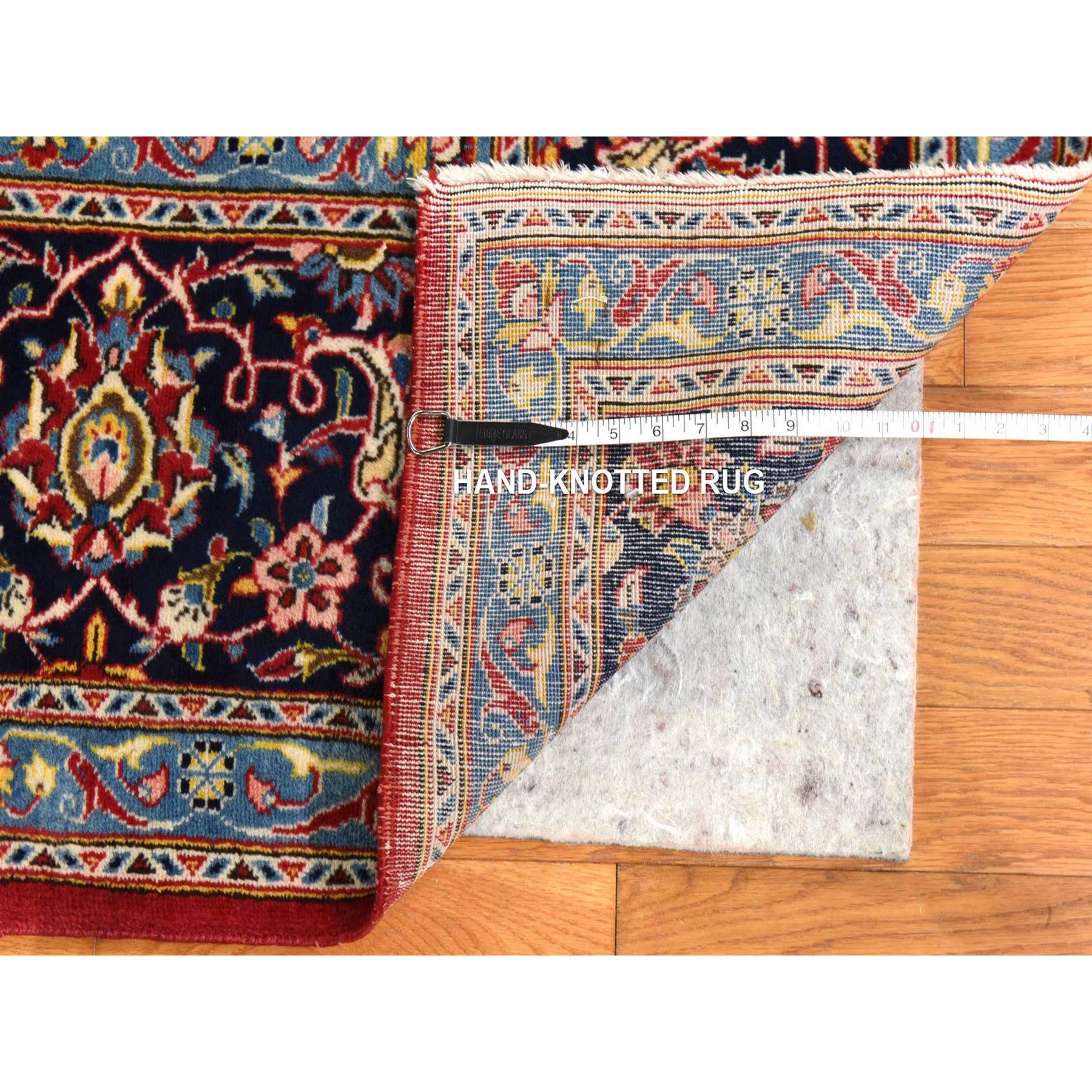 8'7"x12' Crimson Red, Semi Antique Persian Kashan, Full Pile and Clean, 100% Wool, Hand Knotted, Oriental Rug Sh78425